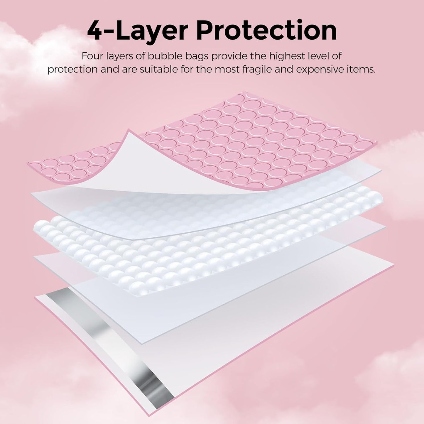 Metronic 40 Pack Bubble Mailers 10.5x16 ", Light Pink, Strong Adhesion Bubble Envelope, WaterProof #5 for Small Businesses, Bubble Mailers Usable Size 10.5x15