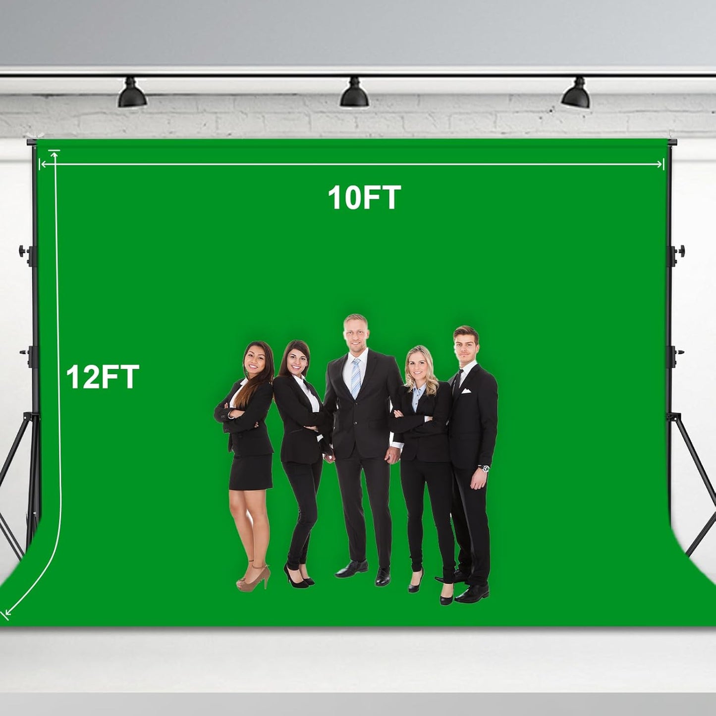 BEIYANG 10 Ft x 12 Ft Photography Backdrop Green Screen, Green Background Non-Reflective Fabric Wrinkle Resistance,Photo Background for Photo Studio Video Film Shooting Props