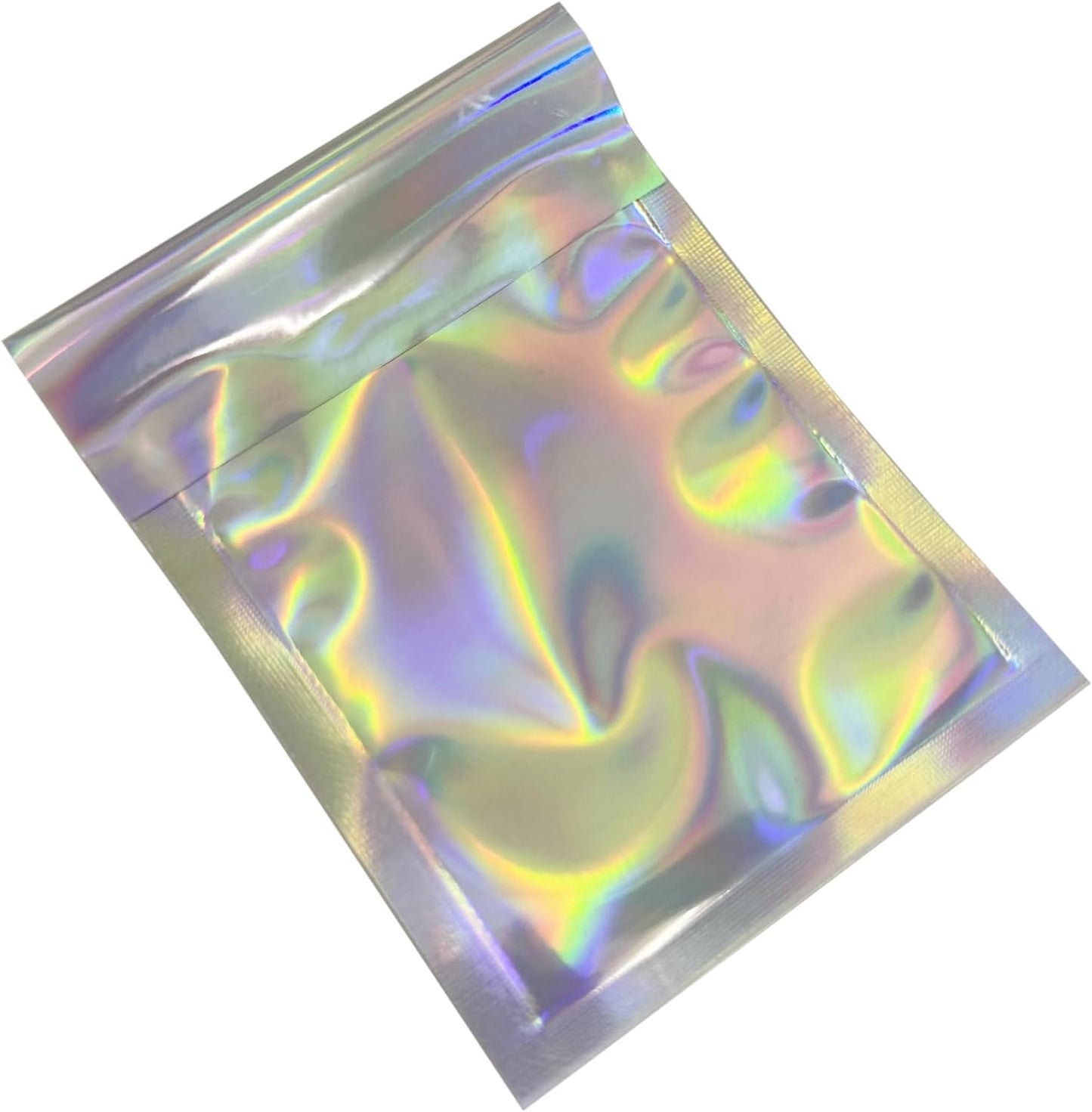 PABCK 100 Pack 3.54x5.12+1.18 inch Holographic Metallic Poly Mailers Self Sealing Packaging Aluminum Foil Glitter Bags Shipping Envelopes Mailing Storage Pouches for Shipping Packaging