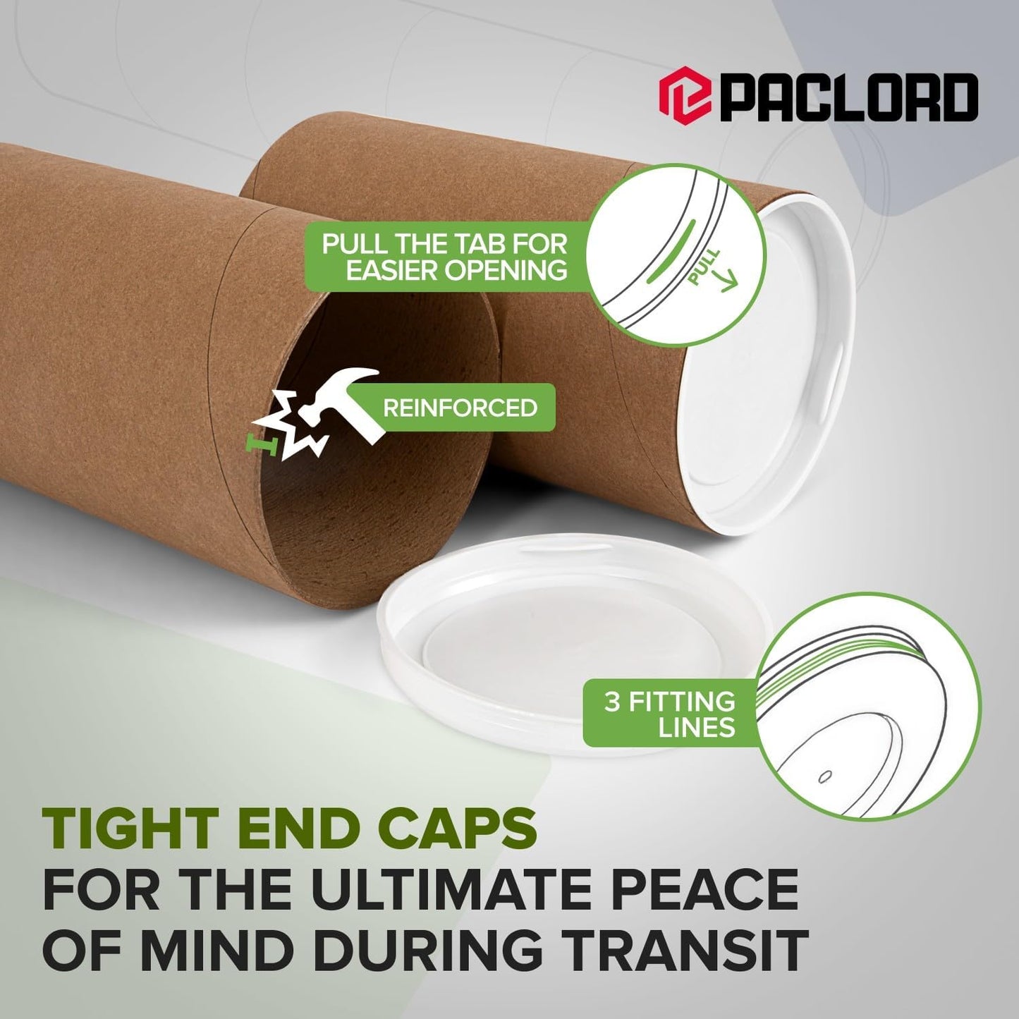 3" x 6" Reinforced Kraft Paper Mailing Tubes, Pack of 6 Tubes with 2 Caps Each – USPS Approved Poster Tube – Made in USA Cardboard Tube for Shipping and Storing Posters, Prints, Artwork, or Documents
