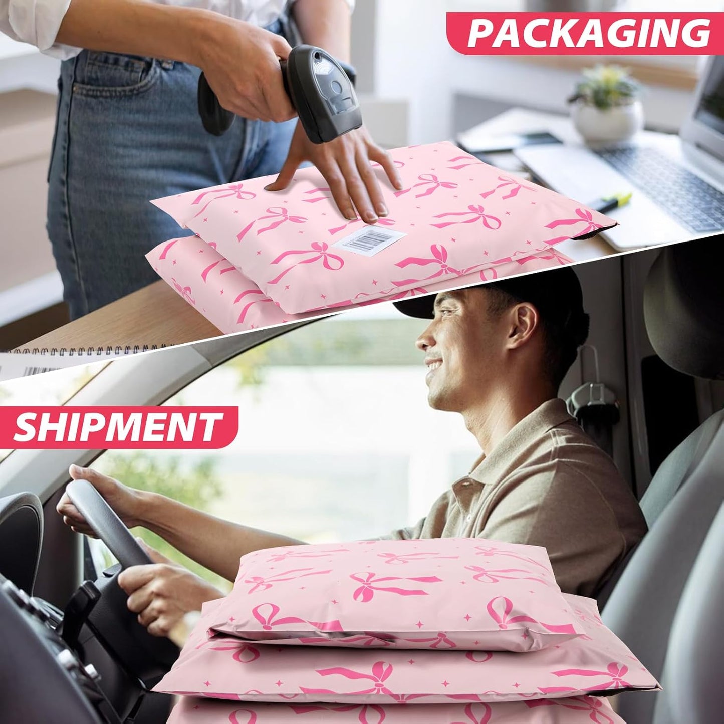 Oududianzi Poly Mailers 10x13, 100PCS Shipping Bags, Self-Sealing Mailers Poly Bags, Mailing Envelopes Bulk, Polymailers Packaging Bags for Online and offline Small Bussiness