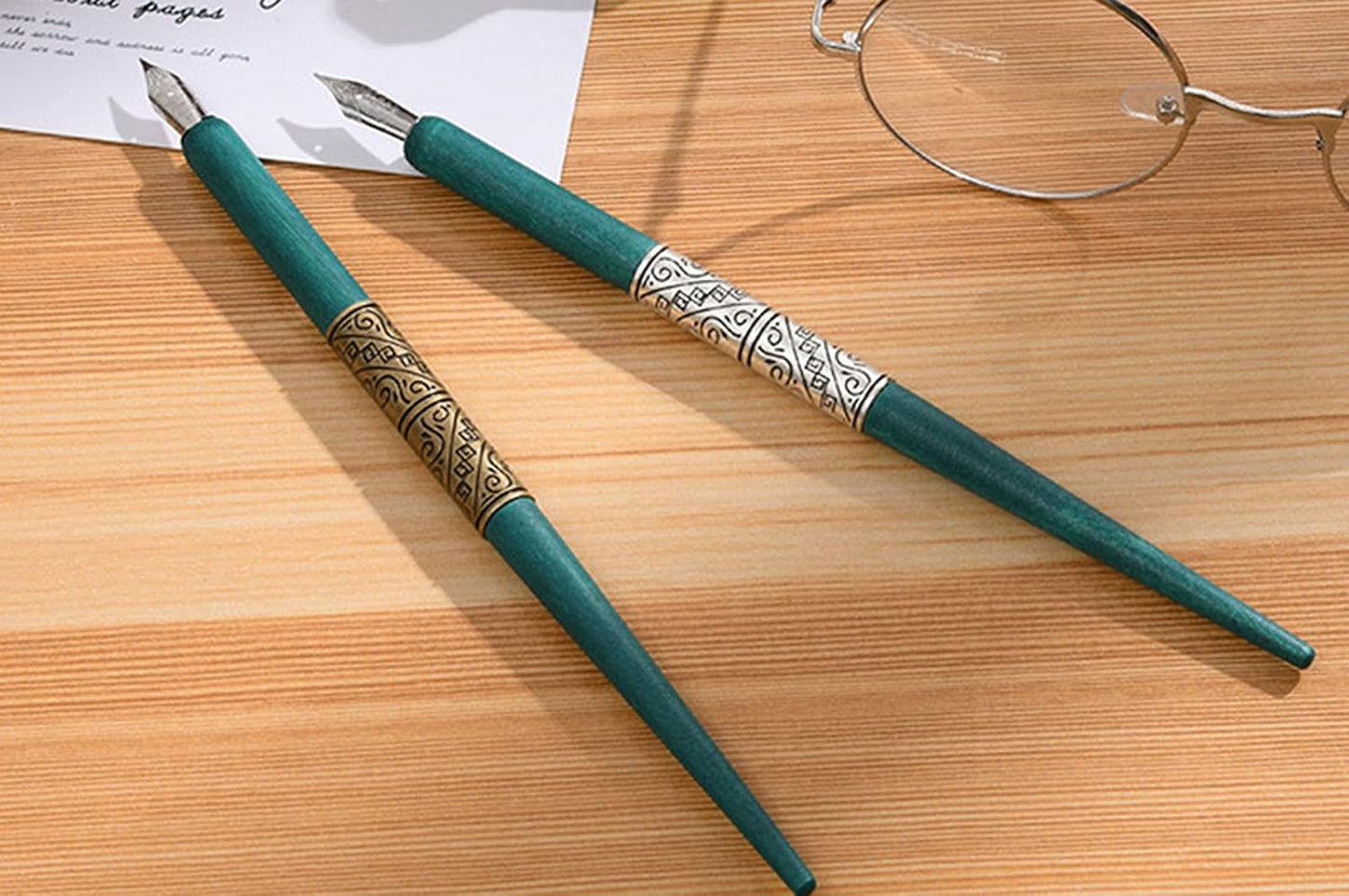 Gullor Wooden Dip Pen Calligraphy Set with Black Ink & 6 Nibs for Beginners, Kids, Writing, Signatures and Drawing, Black