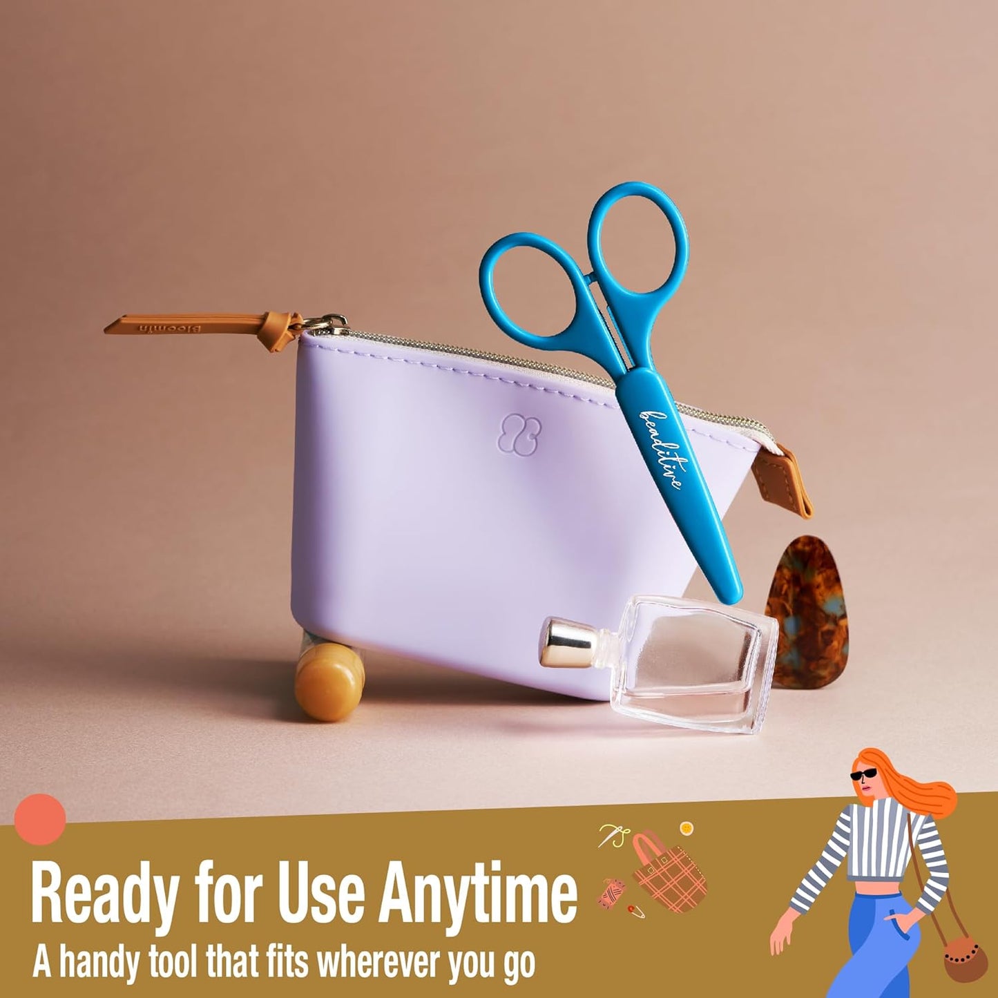 Beaditive High Precision Detail Scissors Set (2-Pc) Sharp, Fine Tips | Paper Cutting, Scrapbooking, Sewing, Crafting | Stainless Steel | Protective Cover (Mid Century)