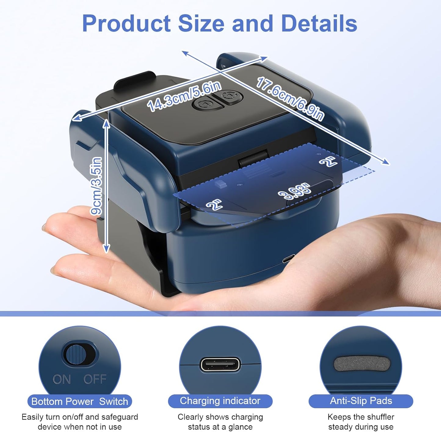 BEE&FLOWER Card Shuffler Rechargeable Automatic Shuffler Low Noise Fast Shuffle for 1â2 Decks with Auto/Manual Modes Compatible with Poker, Blackjack, Texas Holdâem, Bridge, Popular Card Games
