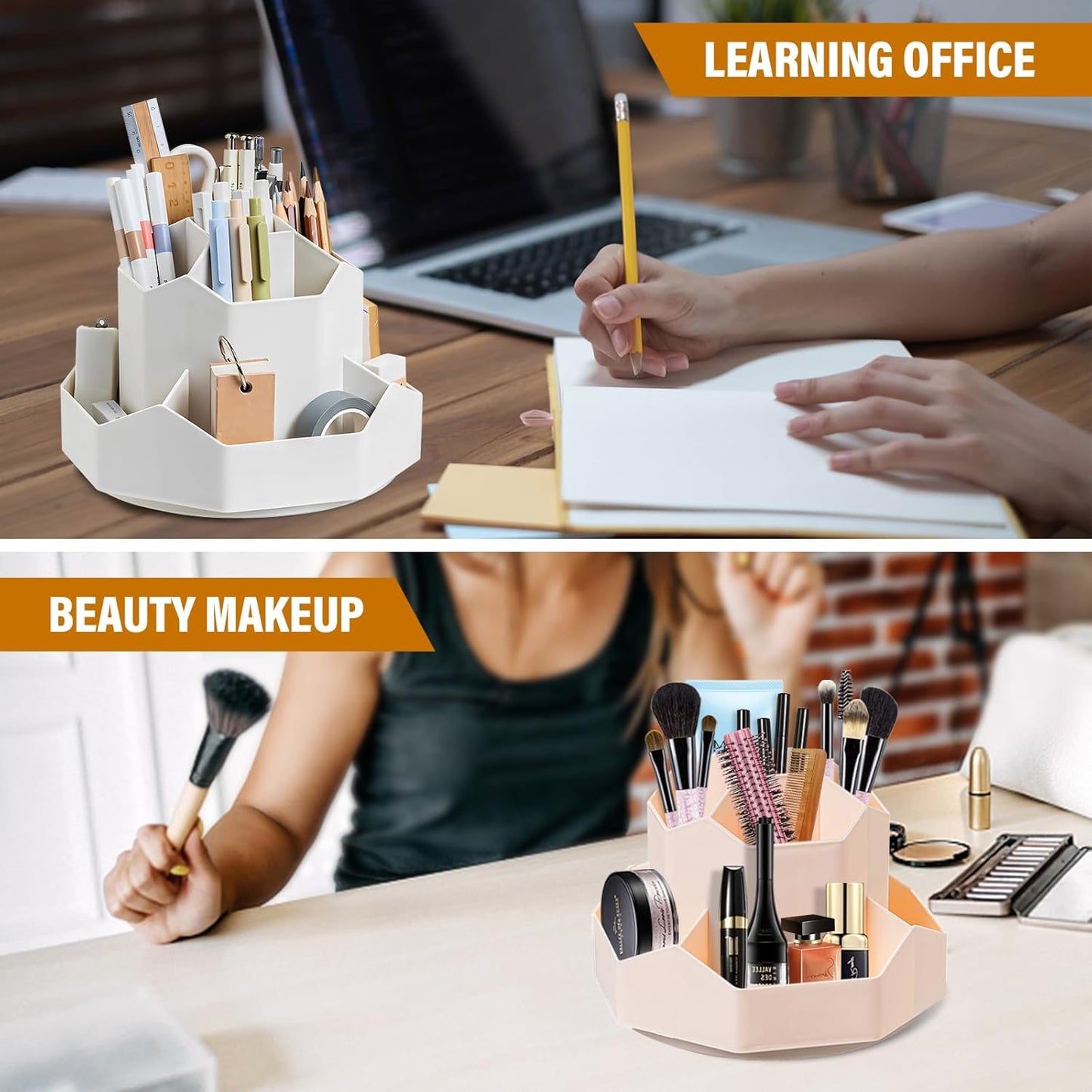 360 Degree Rotation Pen Holder,9 Slots Pencil Holder for Desk,Desk Organizer,Desk Accessories & Workspace Organizers,Apply Office, School, Home(White