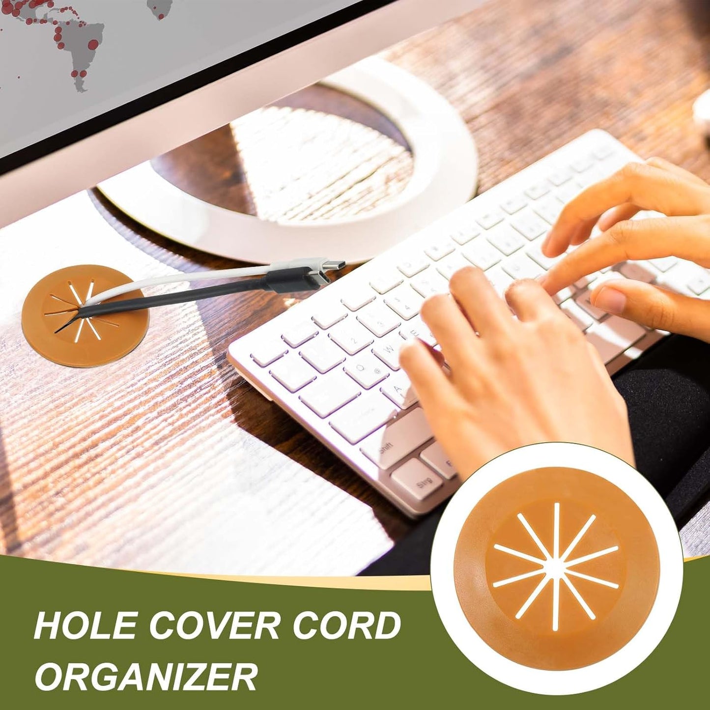 PATIKIL Desk Grommet 1-9/16", 8 Pcs Round Cable Grommet Cord Hole Cover with Adhesive Tape Flexible Table Wire Organizer for Office Home Table Countertop, Gray