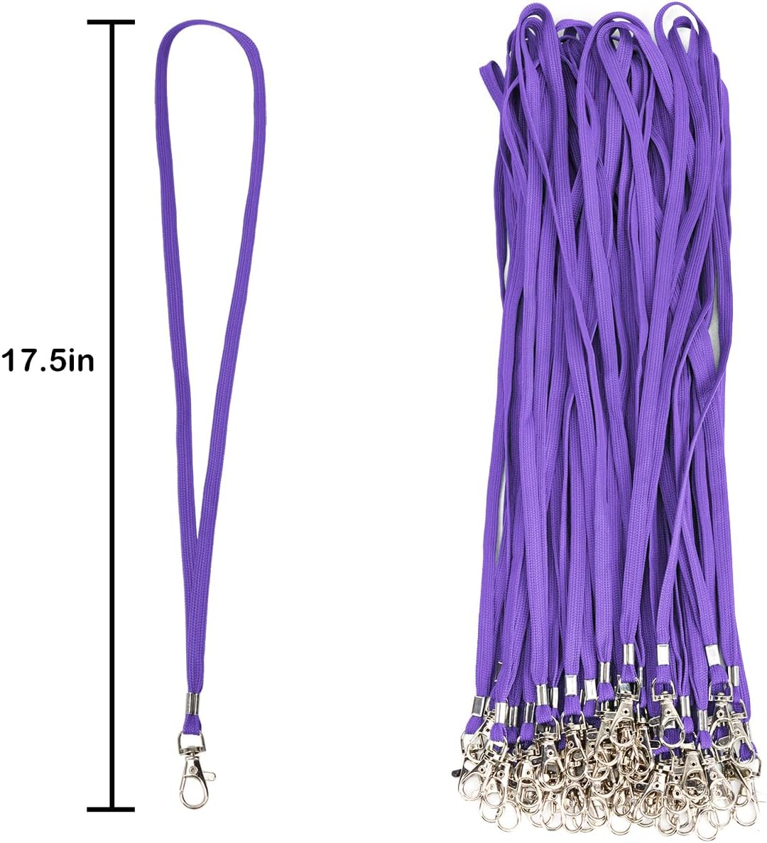 Lanyards 10 Pcs Bulk Lanyard for Id Badges Flat Lanyard with Badge Clip Swivel Hook (10, Purple)