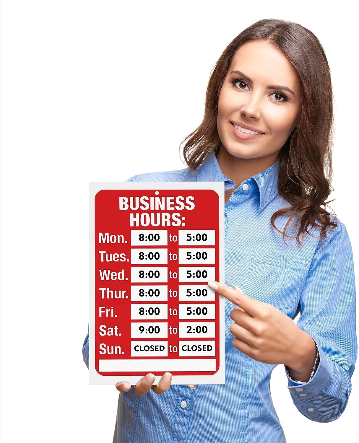Open Closed Sign for Business - Ideal Office Hours Sign for Glass Door or Window - Bright Red and White Colors - Includes 4 Double Sided Adhesive Pads and a Black Number Sticker Set - Perfect Open and Closed Signs for any Store