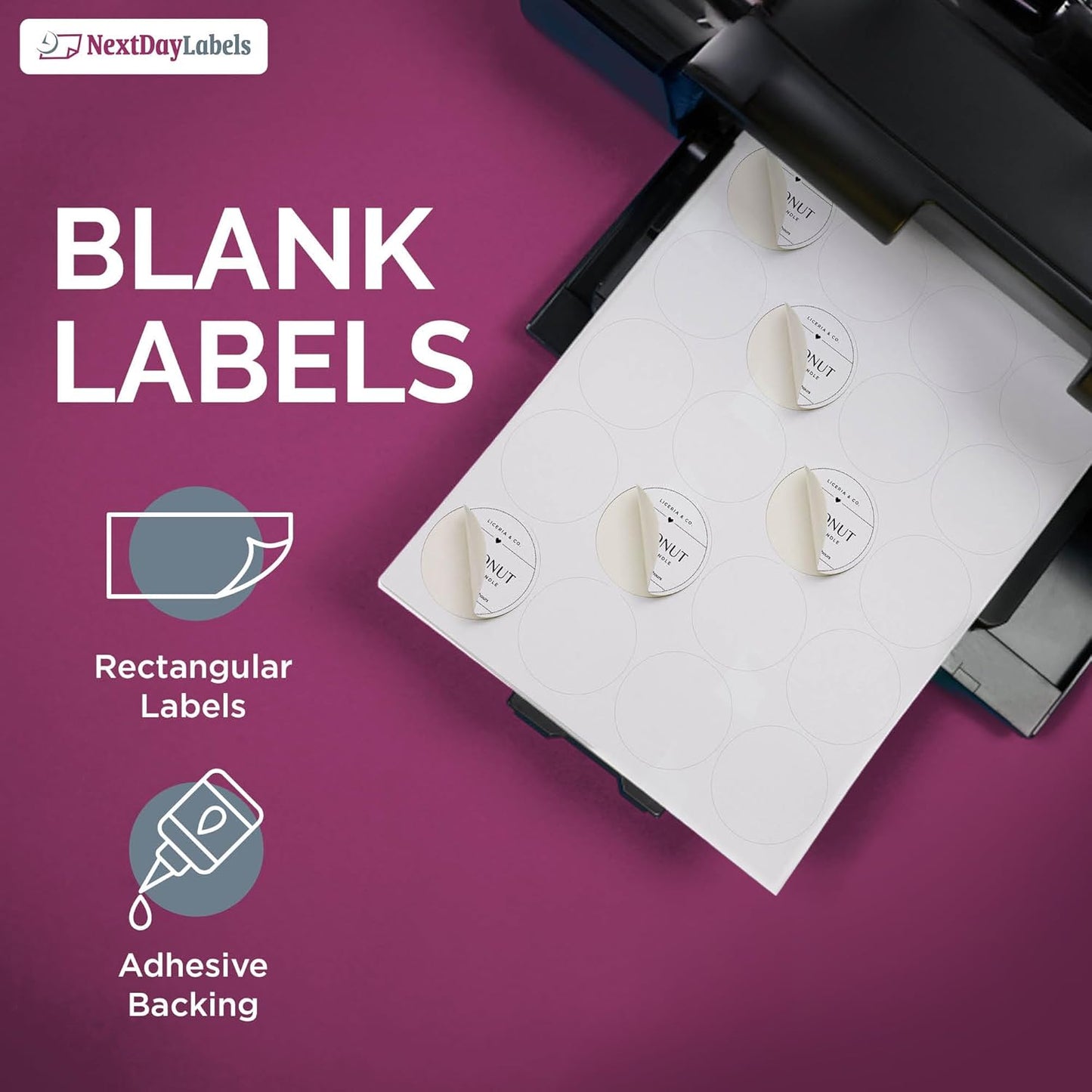NextDayLabels - 2 Inch Round Circle Stickers - Matte White Blank Laser/Inkjet Printer Labels (20000 Labels, 1000 Sheets, 20 Per Sheet)