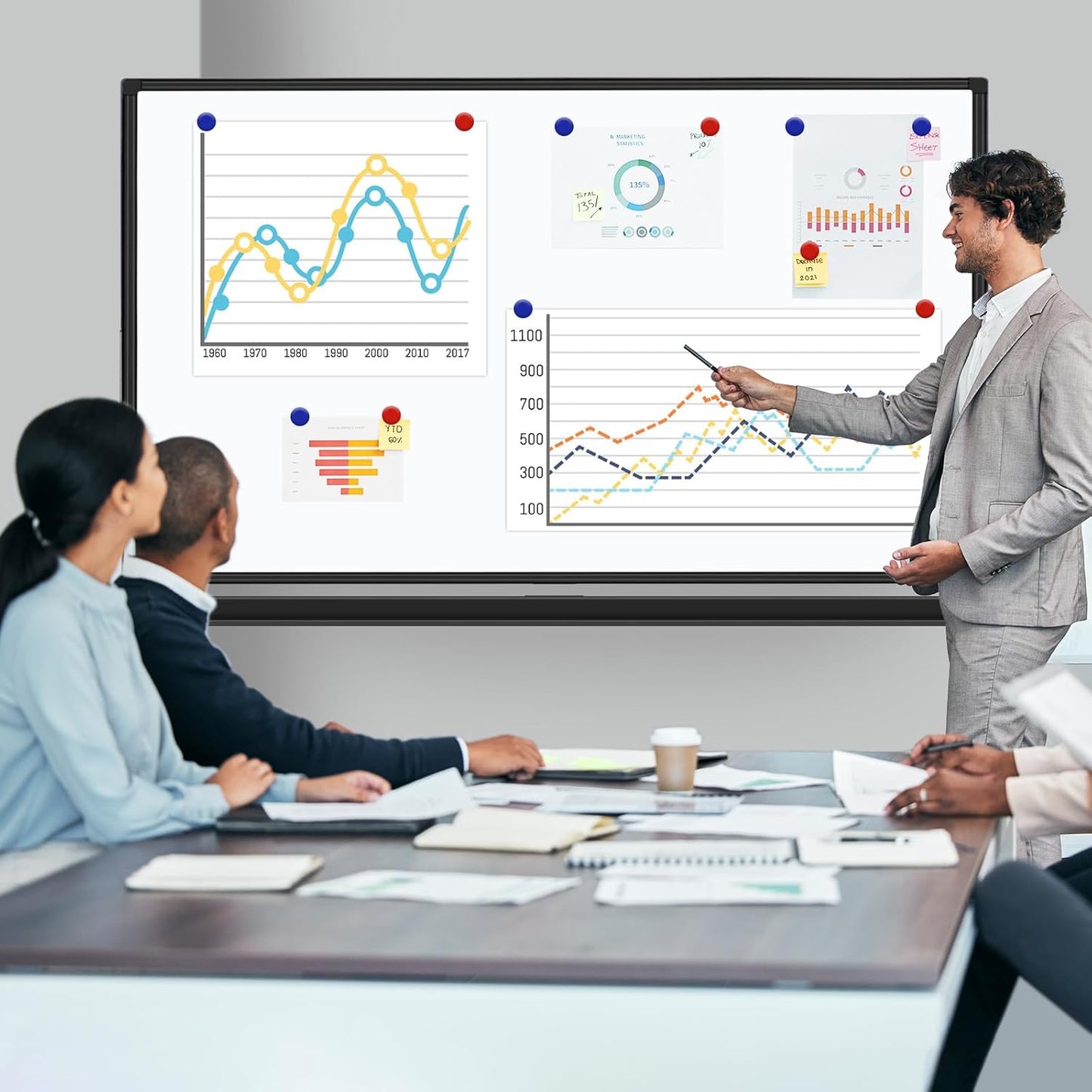 Magnetic Mobile Whiteboard 72 X 48 Rolling White Boards on Wheels, Large Double-Sided 6' x 4' Dry Erase Board with Stand, Standing White Board with Eraser & Marker & Magnet & Magnetic Calendar