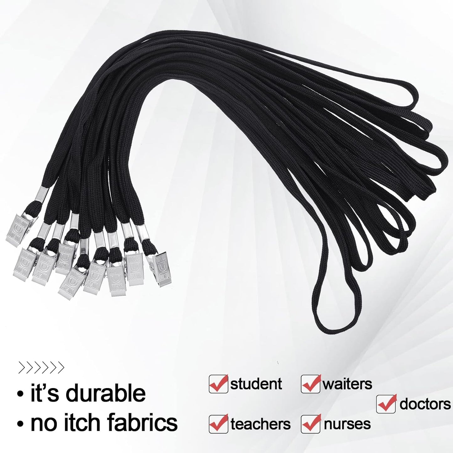 Hoolerry 300 Pcs Lanyards Clips Bulk for ID Name Badge Holder Lanyards Flat with Swivel Hook for Office School(Black)