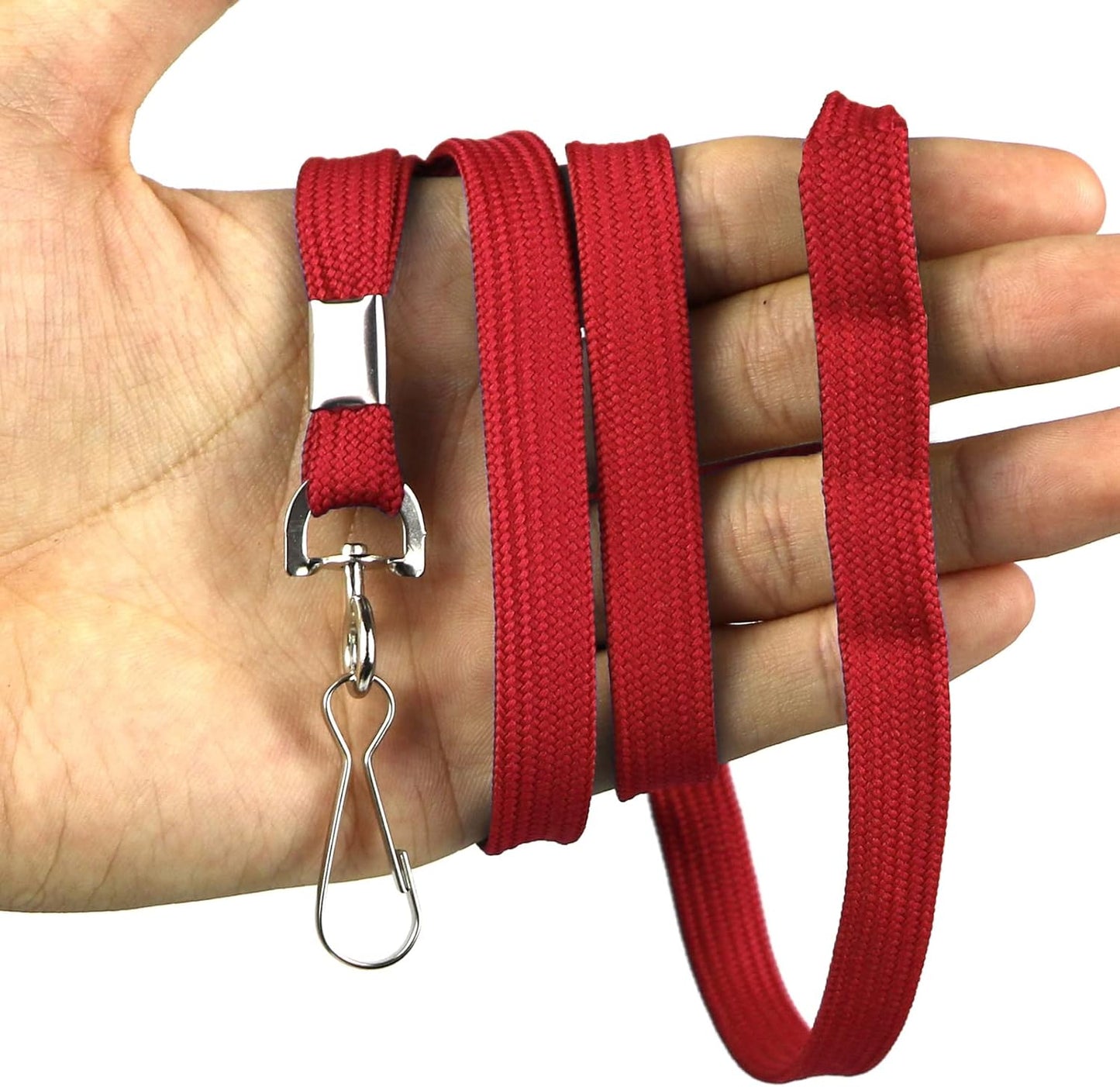 Beebel Lanyard 50PCS Lanyards with Swivel Hook clips for ID Name Badge Holder (Red)