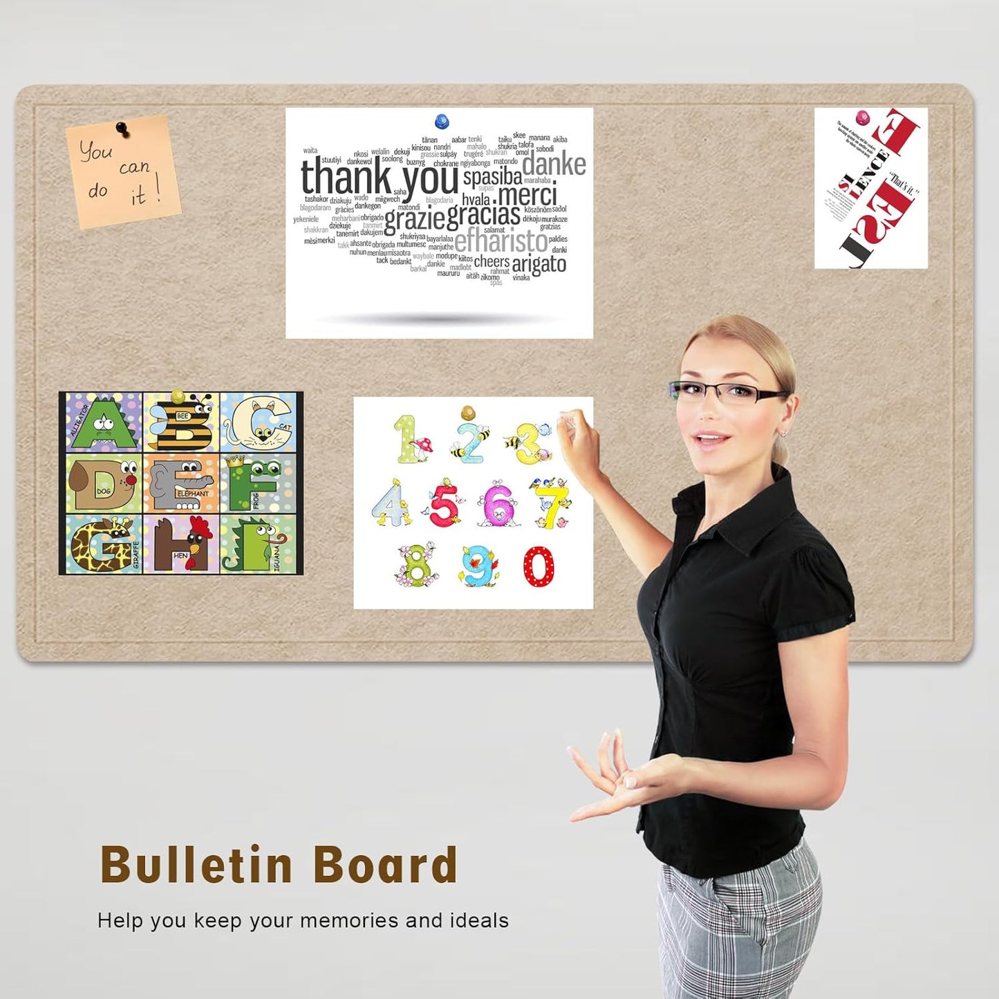 Large Cork Bulletin Board - 60 X 36 Inches With 30 Pushpins, 5' x 3' Pin Board for Walls, Self-Adhesive Felt Vision Board, Foldable Photo Board (Beige Brown)