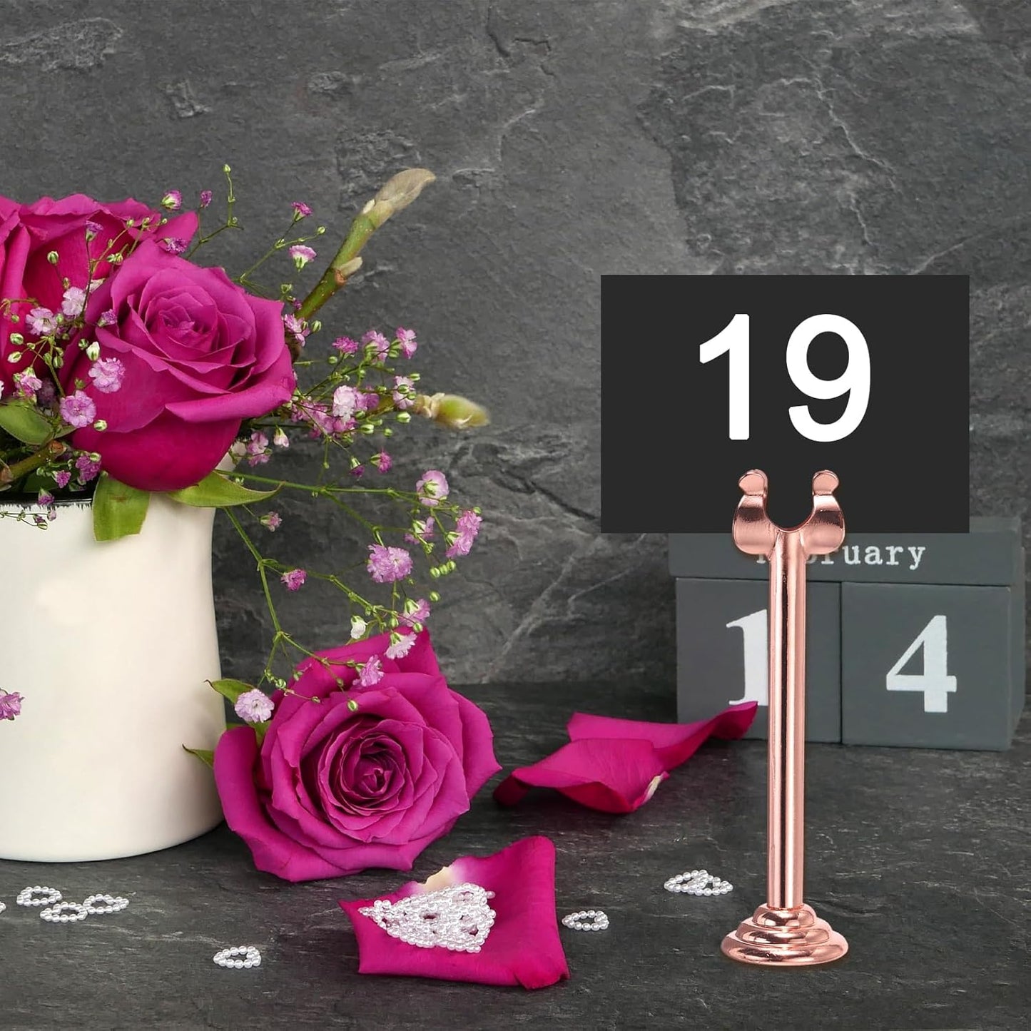 MECCANIXITY 12Pcs Table Number Holder 3.9 Inch Place Card Holder Picture Holders Gold Table Sign Holders for Wedding Anniversary Birthday Party