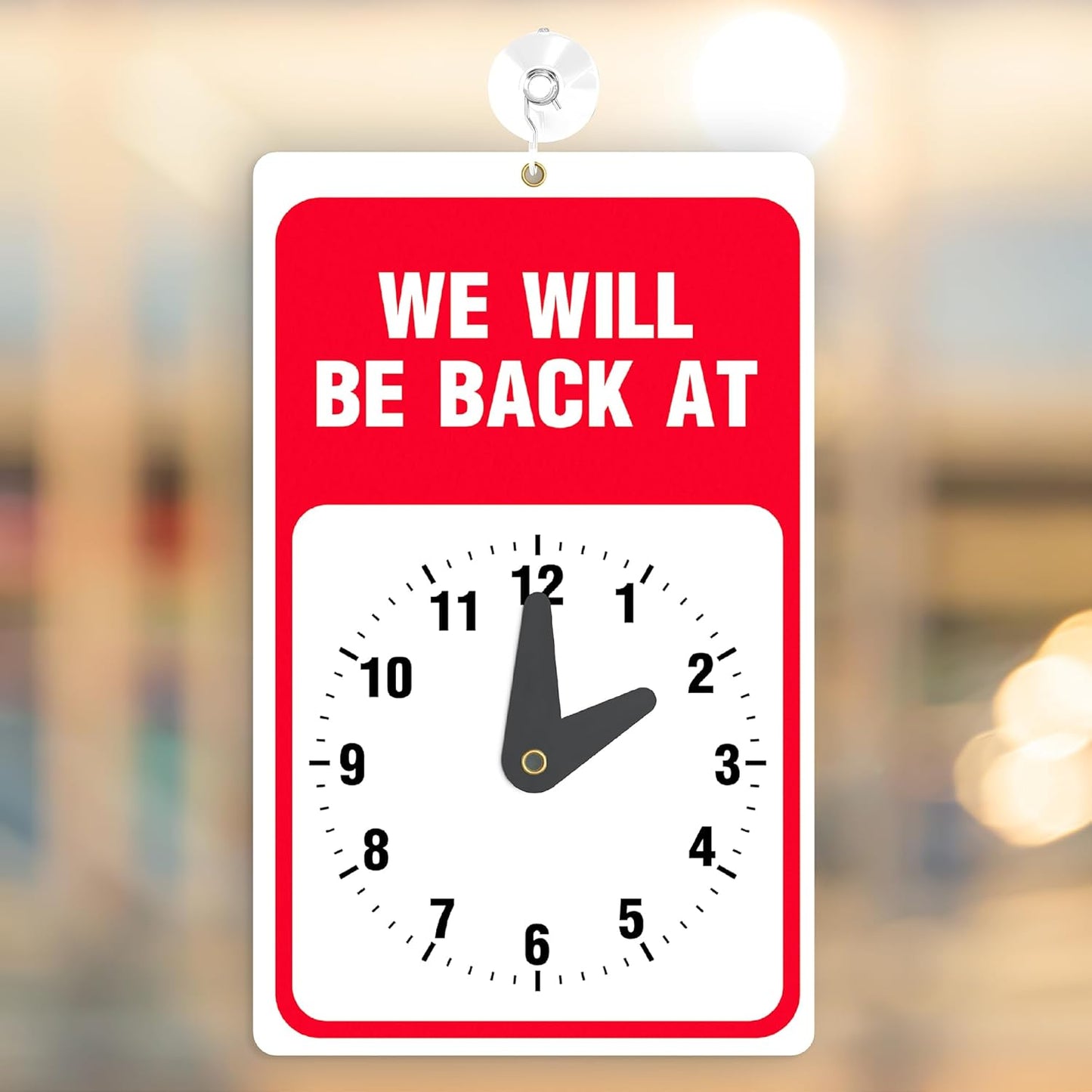 Will Return Sign With Clock - 10 Pack - 9.25 x 5.75 Inch - Bright Red and White Colors - Includes Suction Cup - Ideal Be Right Back Signs for Business, Retail Store, Office Door or Window
