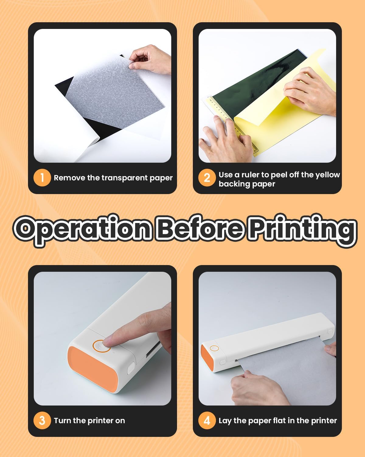 Phomemo Tattoo Stencil Printer, M08F Wireless Thermal Tattoo Printer with 10pcs Transfer Paper, Compatible with Phone/Tablet/PC, Tattoo Supplies for Tattoo Artists & Beginners, White & Orange