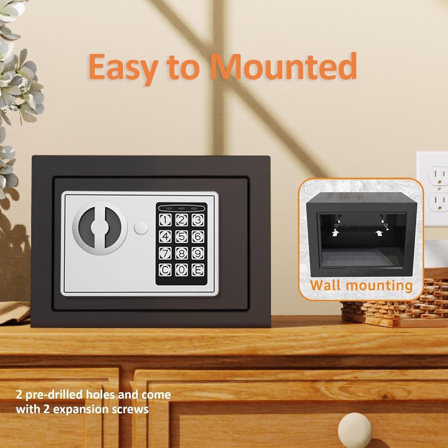 PATRON Small Safe Box for Money with Code and Keys,Solid Mini Safe for Kids with Digital Electronic Security Keypad for Home Office Hotel,Personal Money Safes for Cash,0.236 Cuft (Black)