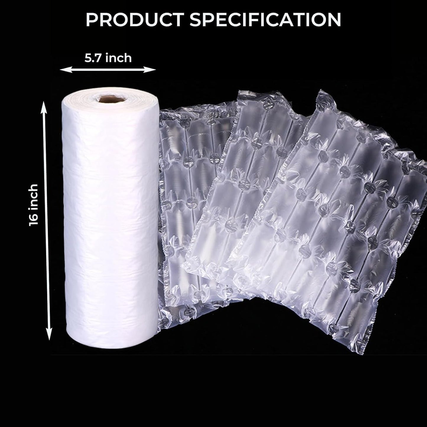 Air Cushion Film, 985Ft Roll Bubble Bags Film, Bubble Cushioning Wrap for Gaps Filling & Cushioning, Anti-Shock, Moisture Resistant, High Air Tightness, 16 Inch Width