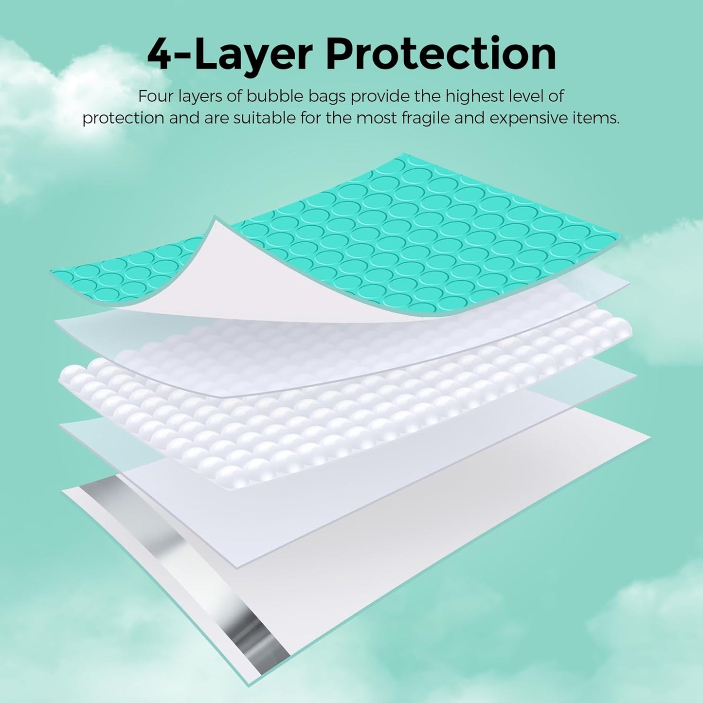 Metronic 40Pcs Bubble Mailers 10.5x16 ", Teal Padded Envelopes, Strong Adhesion Bubble Envelopes, large Mailing Envelopes WaterProof #5 for Small Businesses, Bubble Mailers Usable Size 10.5X15