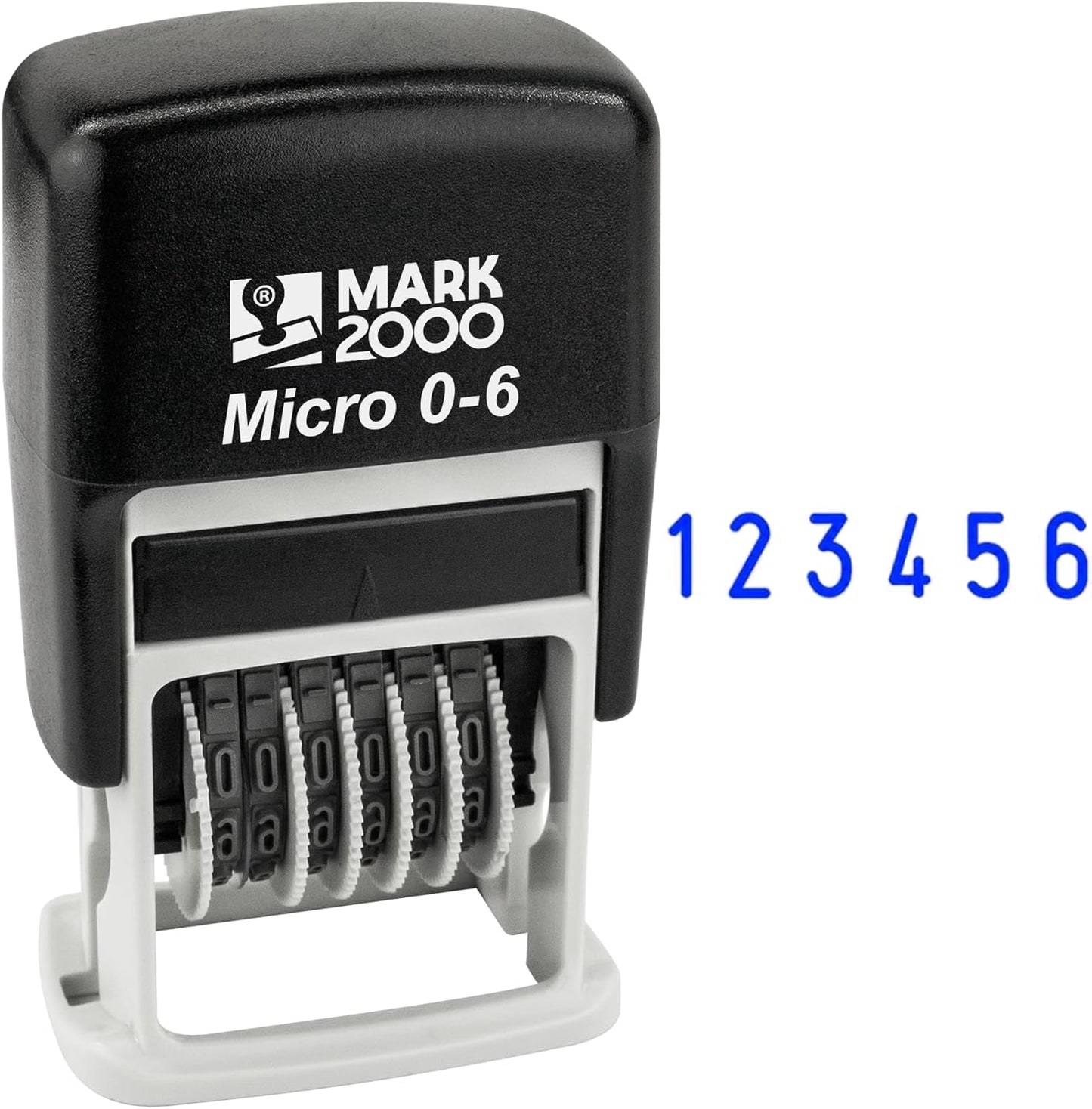 Mark 2000-S126-6 Digits Self-Inking Number Stamp - Blue Color
