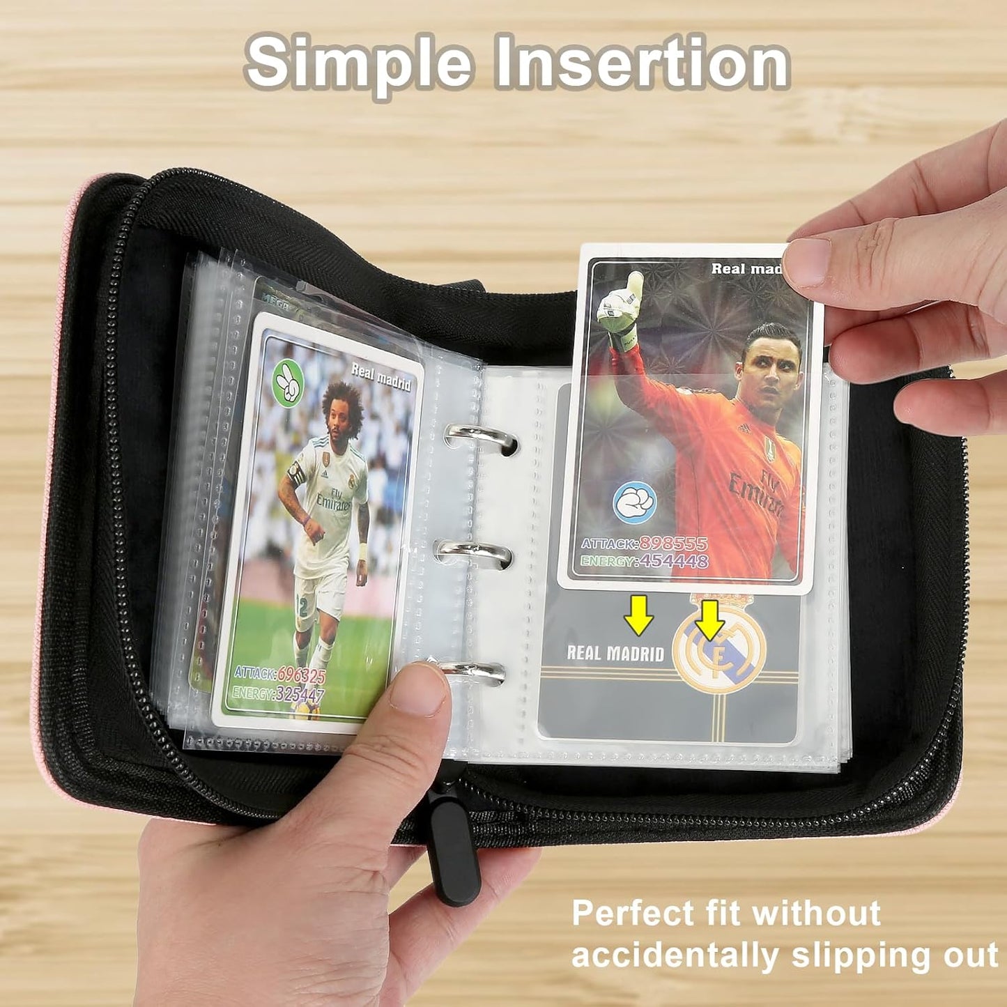 Mini Card Binder 1 Pocket, 80 Pockets Trading Card Binder, Premium Small 2 Pocket Trading Card Collection Album Folder with 40 Sleeves Double Sided - Gifts for Kids (Black)