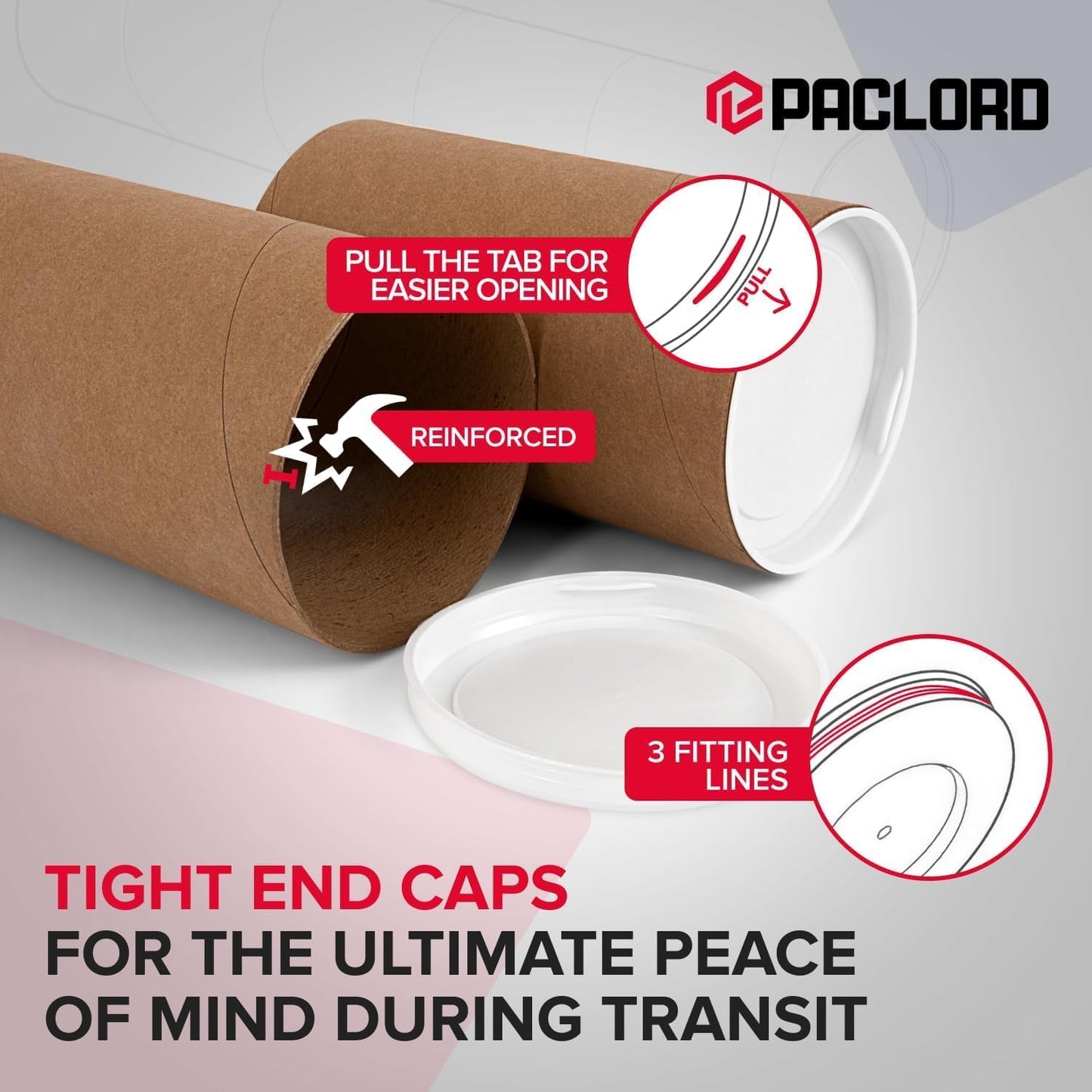 2" x 6" Heavy-Duty Reinforced Cardboard Mailing Tube, Pack of 1 Tube with 2 Caps – Secure USPS Approved – Great for Shipping and Storing of Prints, Artwork, Posters or Documents