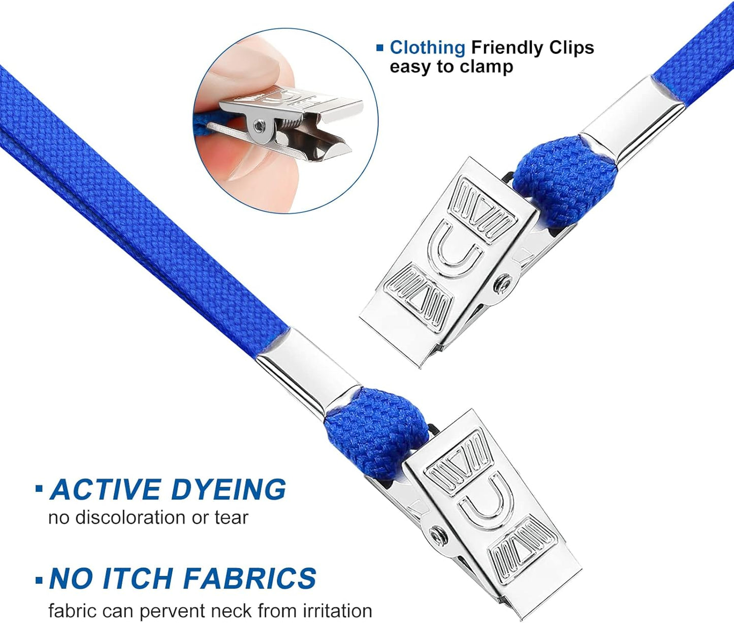 100 Sets Lanyards for Id Badges and Clear Plastic Vertical Name Badge ID Card Holders, Flat Neck Lanyards with Clip Waterproof Resealable Name Tag Badge ID Card Holders, Blue