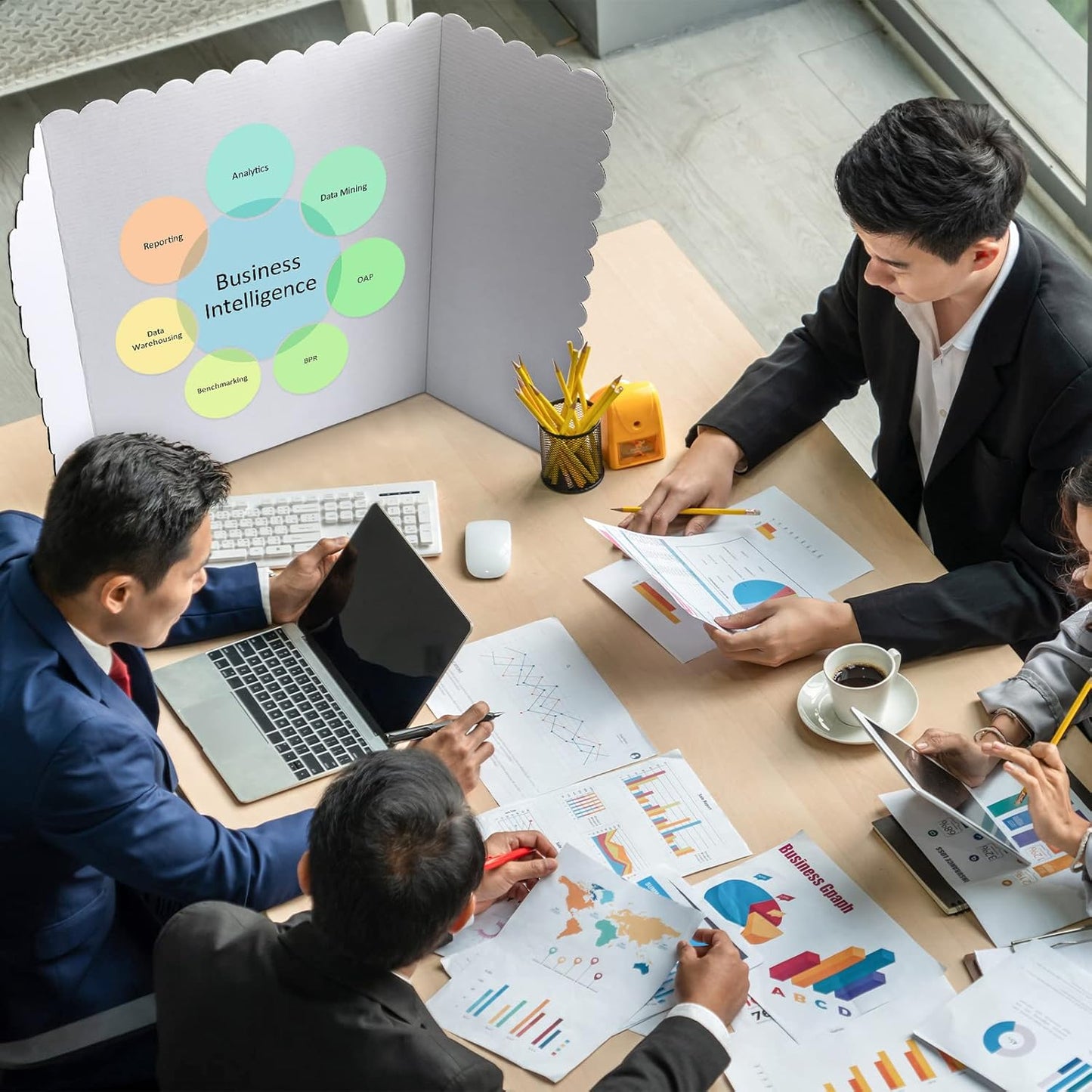 Outus 48 Pcs 24 x 36 Inch Trifold Poster Display Boards White for Science Fair Presentation Projects Photo Exhibition Display Tri fold Board Foldable Paperboard for School Supplies Bulk Business