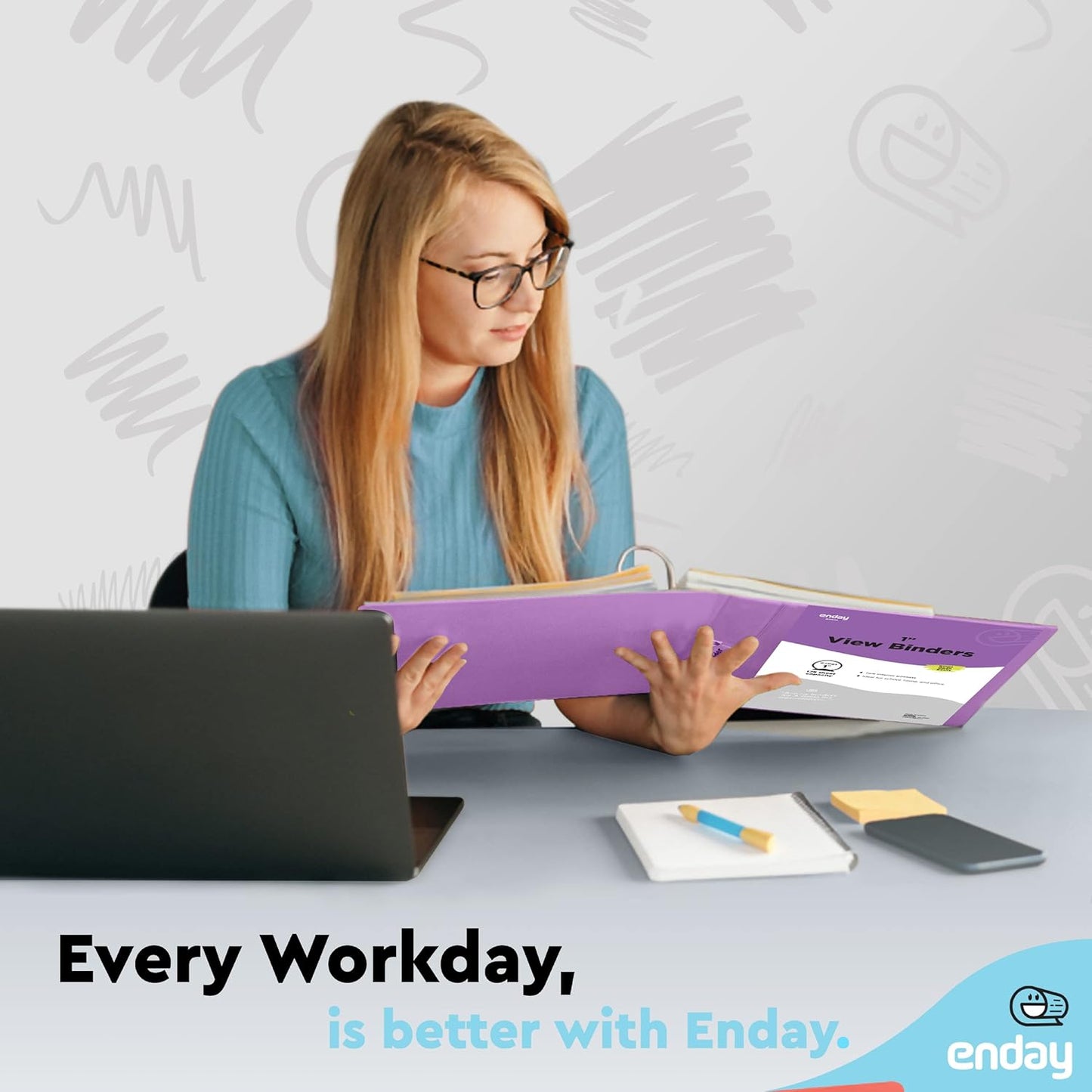 3 Ring Binder Purple, 1 Inch, 1” Clear View Cover with 2 Inside Pockets Round Ring Binder, Colored School Supplies Binders, Also Available in Pink, Blue, Grey, Green, and Red (6 PC) – by Enday