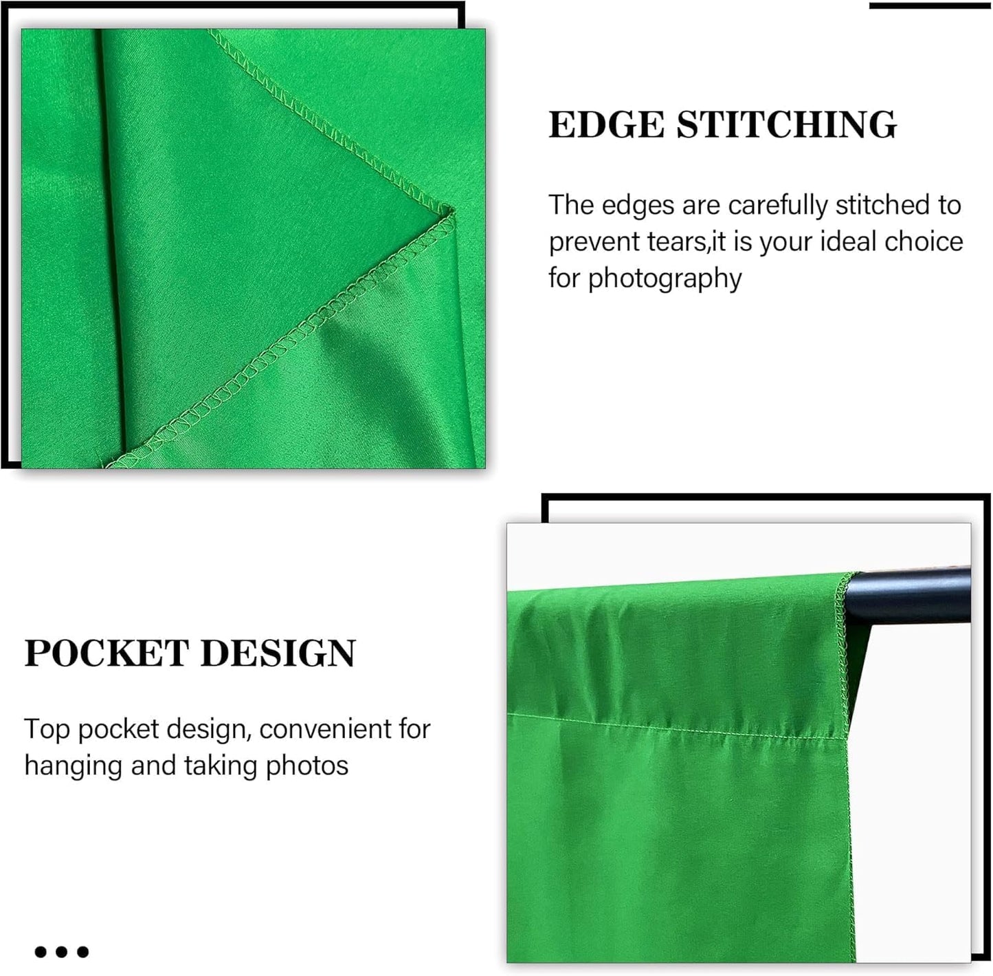 8 x10 FT Green Screen Backdrop - Polyester Fabric for Video Streaming, Portrait Photoshoot, Wall Mounted, Parties and Small Events