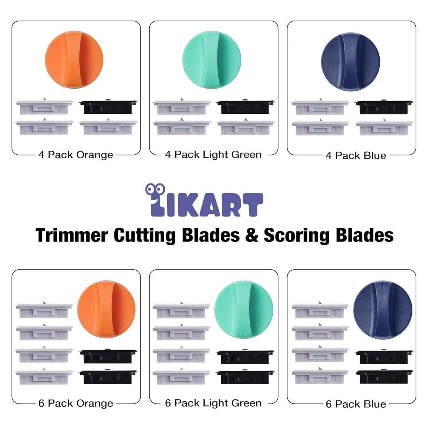 Likart 6-Pack Paper Cutter Replacement Blades kit, Portable Trimmer Cutting Blades Compatible for Portable Trimmer/Basic Trimmer/Roll Holder,4 Cutting Blades & 2 Scoring Blades with a Holder,Orange