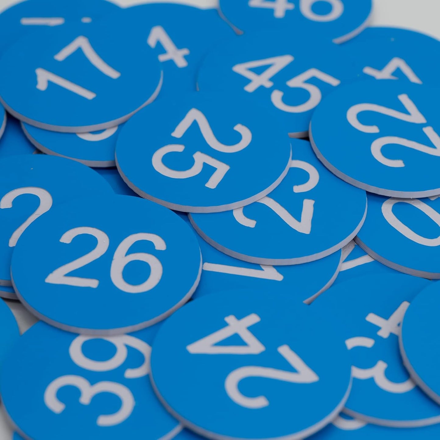StayMax Plastic Number Tags Engraved Numbered Tags Without Hole (1-50, Lightblue)