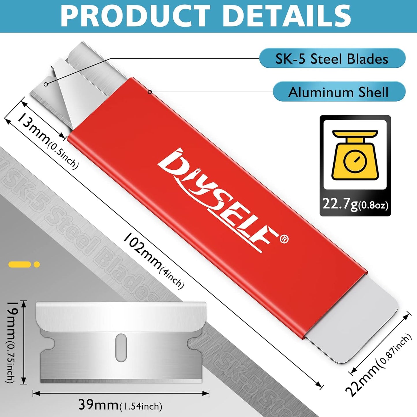DIYSELF 12 Pack Box Cutters, Utility Knife Aluminum Alloy, Razor Knife Utility, Box Knife with Single Edge Razor Blade, Box Cutter Knives Retractable, Boxes Opener for Letters, Packages (Red)