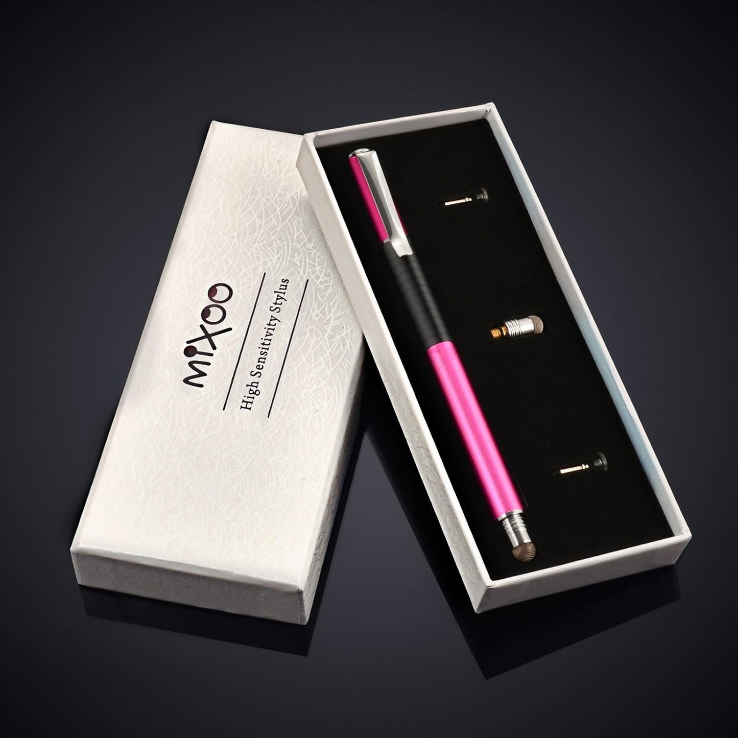 Mixoo 2-in-1 Precision Disc & Fiber Stylus with 3 Replaceable Tips for Capacitive Touch Screen Devices (Purple)