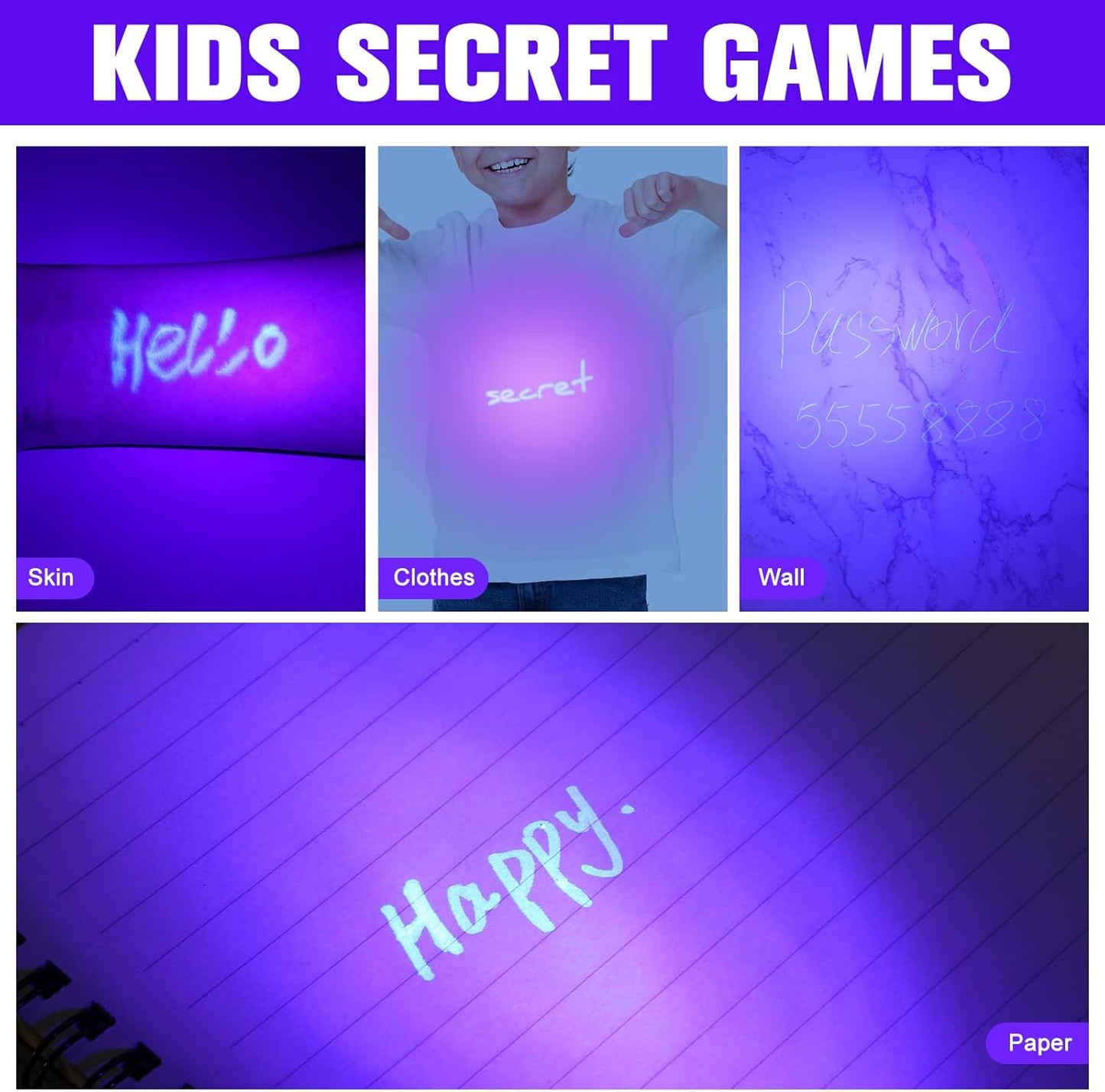 Tegeme 24 Invisible Ink Marker Set 8 Invisible Ink Pen 8 Mini UV Flashlight 8 Magnifying Glasses Blacklight Markers for Halloween Christmas Detective Kit Escape Room Prizes Gift Party Favors