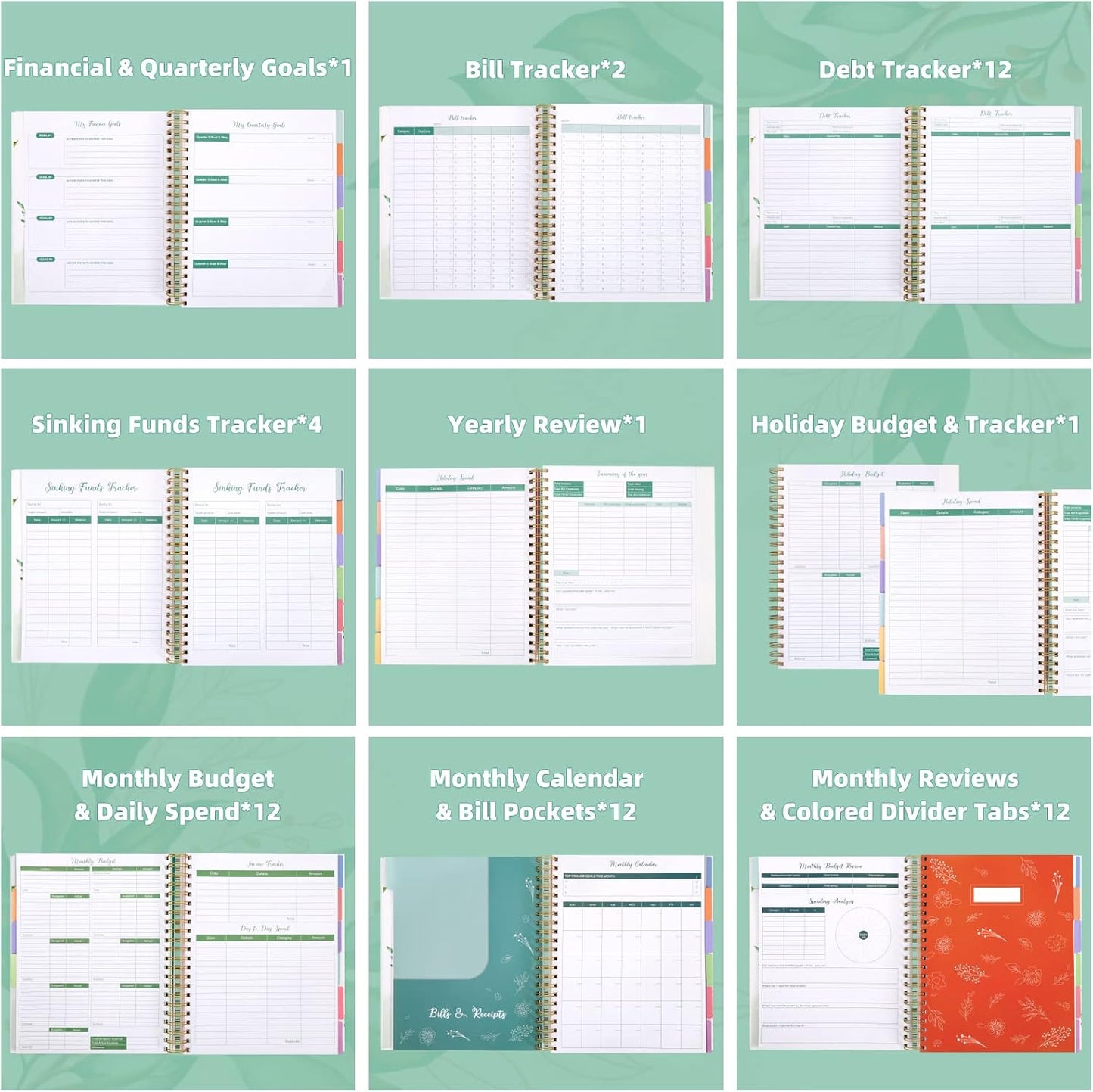 SOLIGT 8.5 x 11 inches Large Budget Planner and Monthly Bill Organizer – Premium Hardcover Budget Book with 12 Pockets for Savings, Debt, Expense Tracking – Budget Tracker with Stickers