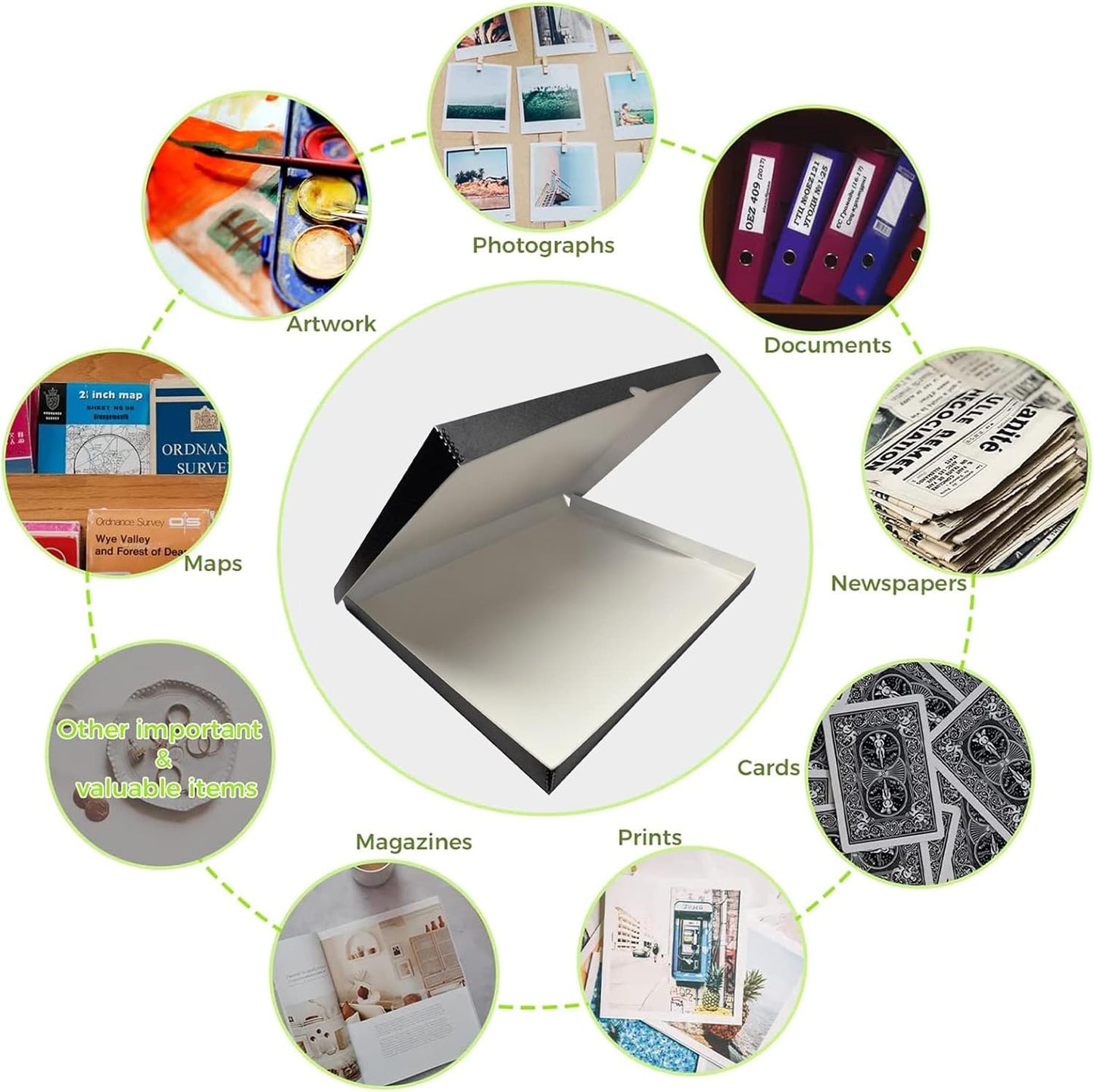 Lineco Folio Storage Box, Clamshell Design with Metal Edge. 18.5x24.5x1.75 Inches, Archival Boxboard, Preserve Photos, Cards, Magazines, Documents, Art, Ephemera, Family Records, Black, Pack of 2