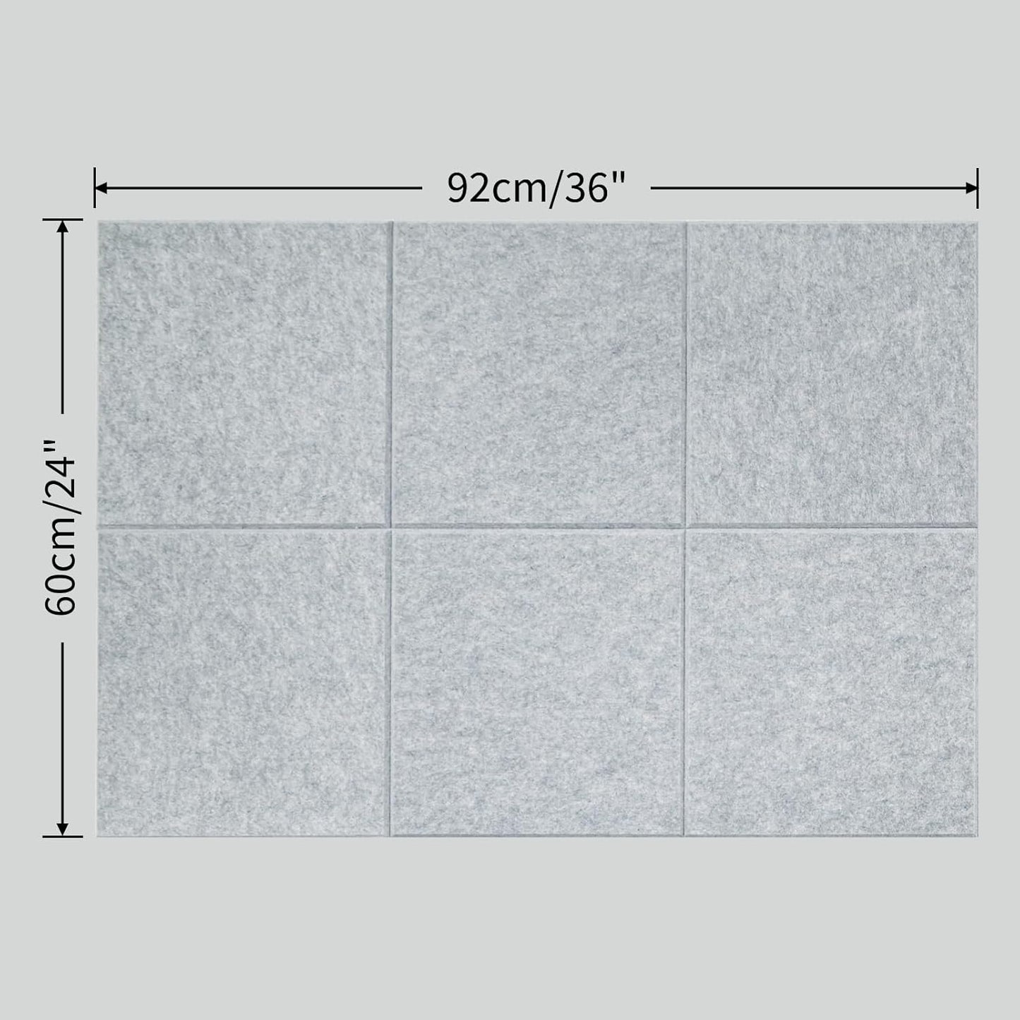 Large Cork Board for Wall 6 Pack, Bulletin Board 36" X 24", Felt Board Wall Tiles with 72 Damage-Free Removable Pads & Push Pins, Alternative Pin Board Cork Board for Office Home, Dark Grey
