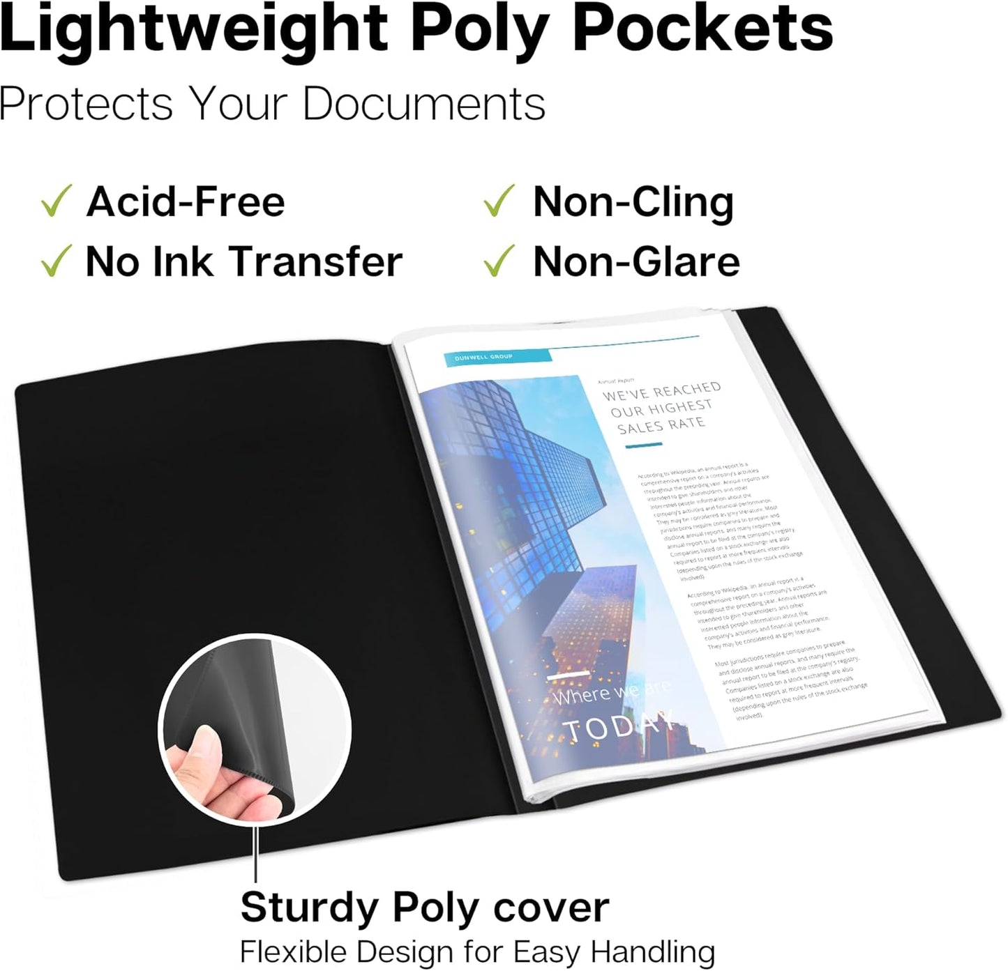 Dunwell Small Presentation Book 5.5x8.5 (12-Pack, Black), 24 Pockets Display 48 Half Size Pages, Plastic Binders with Sleeves, 5.5 x 8.5 Mini Booklets, Acid-Free Poly