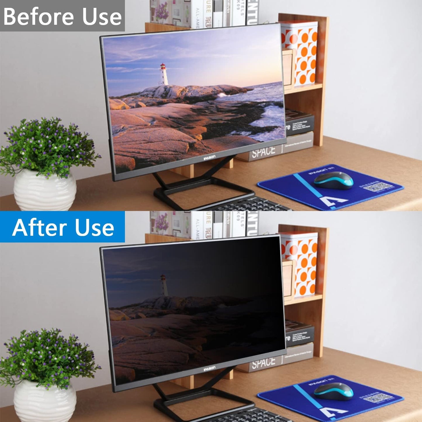 Computer Privacy Screen 22 inch, Removable 16:10 Aspect Ratio Widescreen Laptop Monitor,Eye Protection Anti Glare Blue Light Slide Mount Tabs Cover Screen Protector for Privacy Screen Filter 22 inch