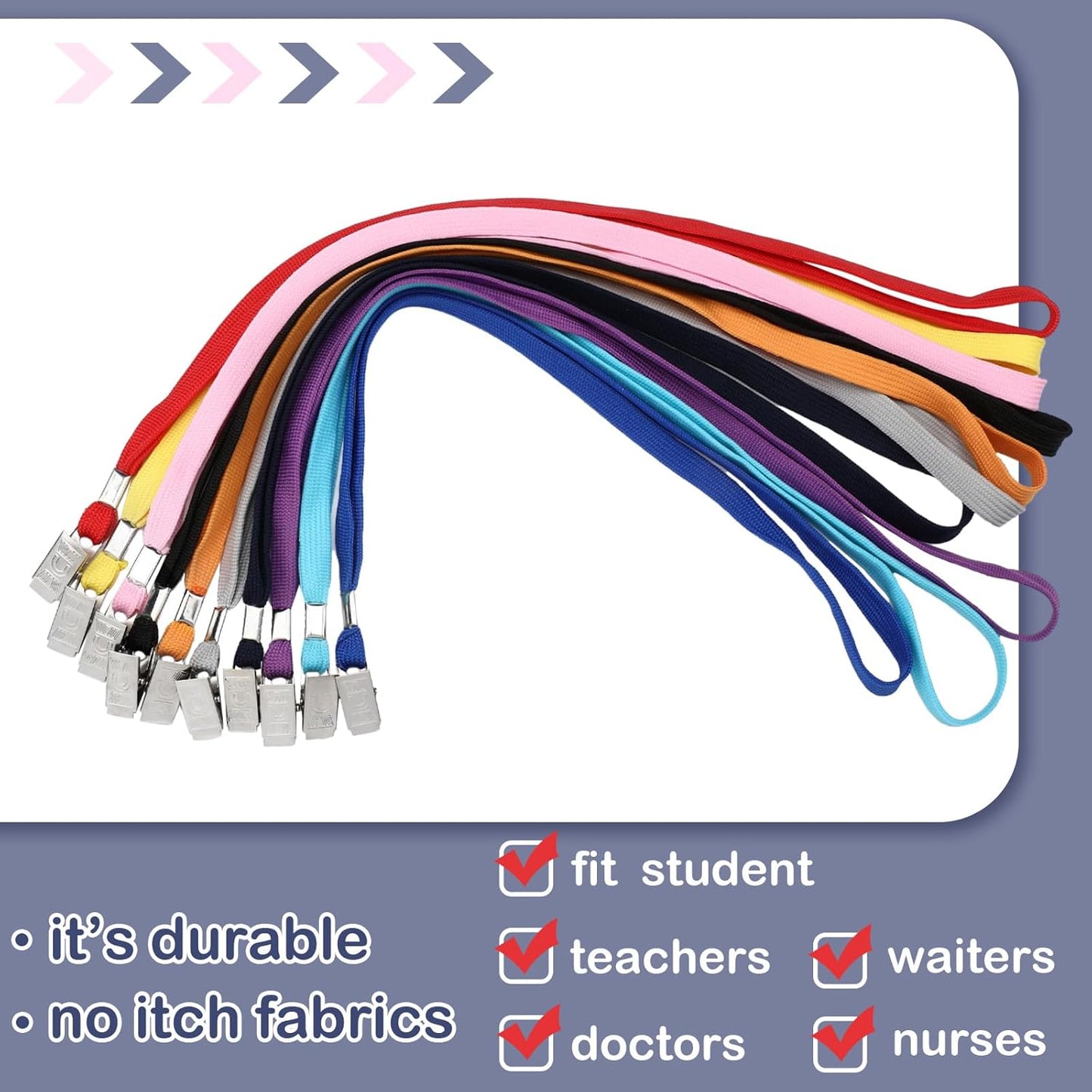 Hoolerry 300 Pcs Lanyards Clips Bulk for ID Name Badge Holder Lanyards Flat with Swivel Hook for Office School(Multicolor)