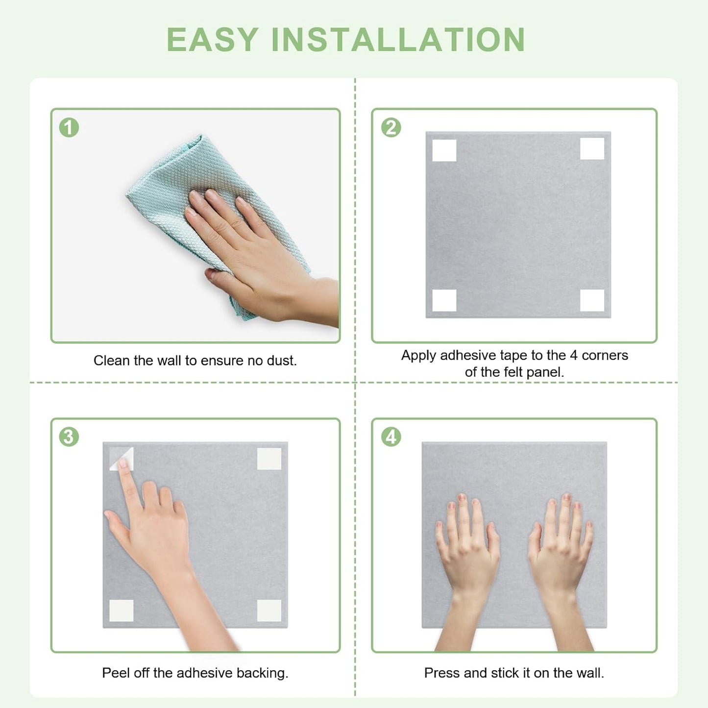 Large Cork Board for Wall 6 Pack, Bulletin Board 36" X 24", Felt Board Wall Tiles with 72 Damage-Free Removable Pads & Push Pins, Alternative Pin Board Cork Board for Office Home, Light Grey