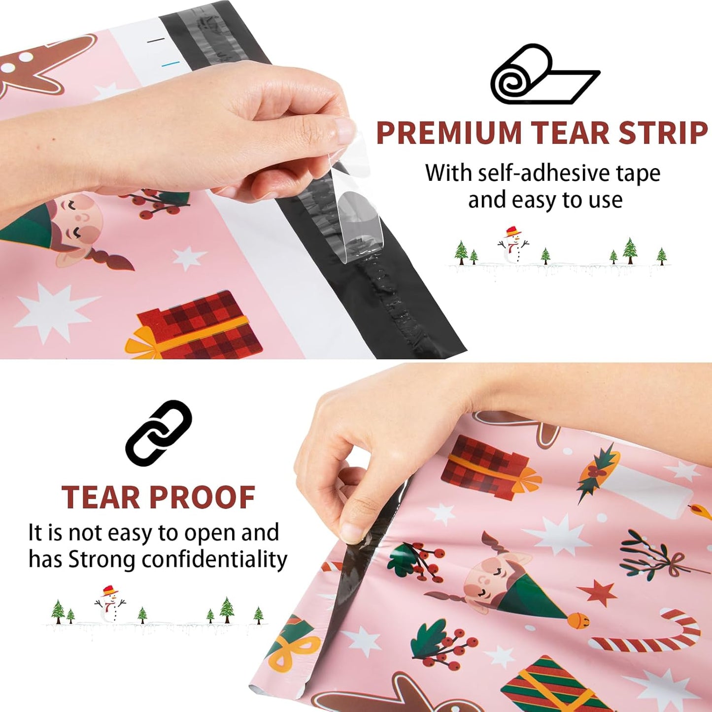 Oududianzi Christmas Mailers 6x9, 100 Pack - Holiday Poly Mailers, Shipping Bags