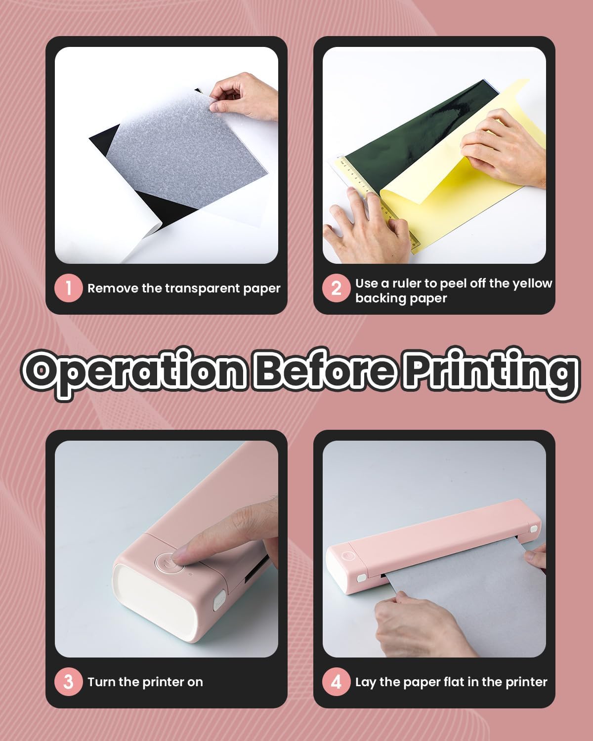 Phomemo Tattoo Stencil Printer, M08F Wireless Thermal Tattoo Printer with 10pcs Transfer Paper, Compatible with Phone/Tablet/PC, Tattoo Supplies for Tattoo Artists & Beginners, Pink