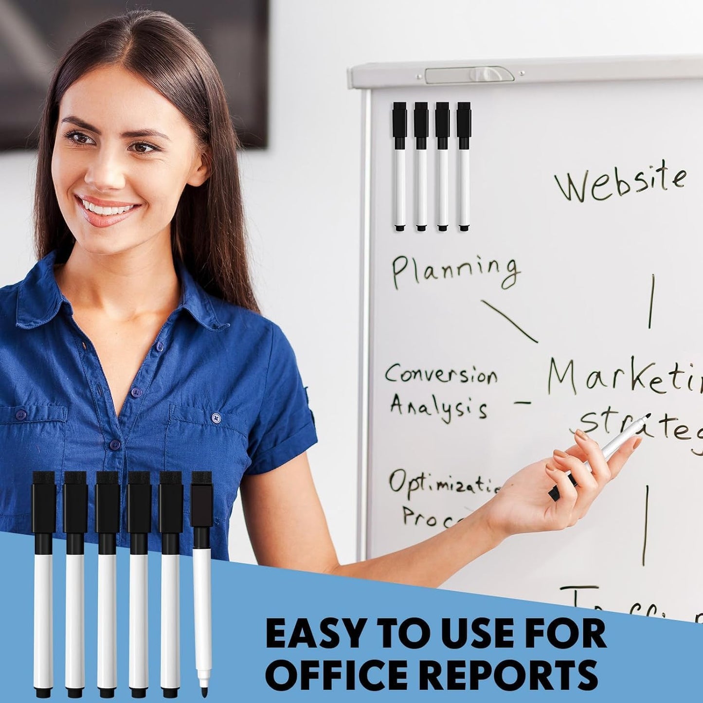 Kosiz 320 Pcs Magnetic Dry Erase Markers, Back to School Whiteboard Multicolor Marking Pens with Fine Point Tip, Erasable Caps, Ideal for Whiteboard Dry Erase Boards School Office Home(Black)