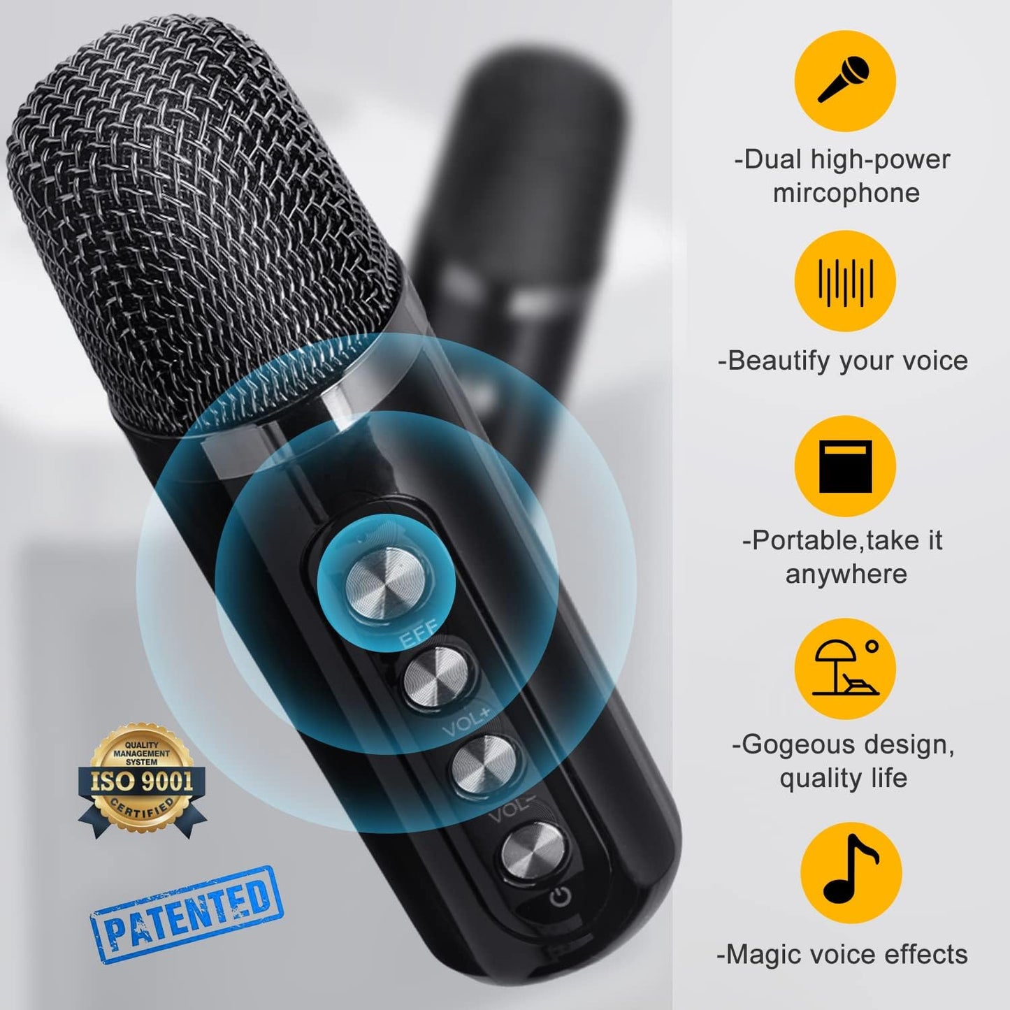 Karaoke Machine for Adults and Kids, FULLIFE Portable Bluetooth PA Speaker System with 2 UHF Wireless Microphones, Karaoke Speaker with Echo, Supports TF/USB, AUX in, for Home Party, Meeting