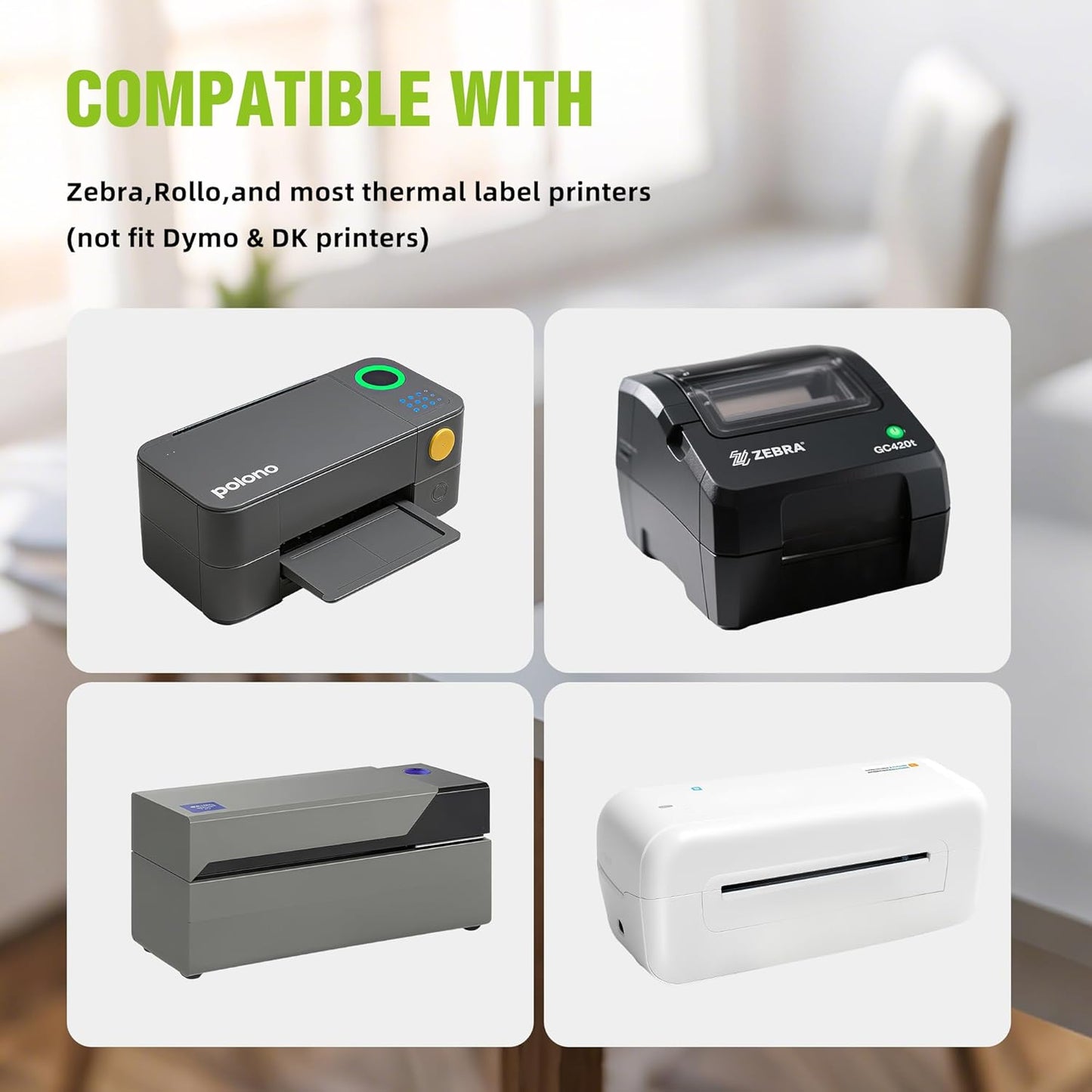 2"x 1" Direct Thermal Labels-Perforated Barcodes, Shipping Label Paper, Compatible with Zebra & Rollo Printers(1 Roll,1000 Labels/Roll)