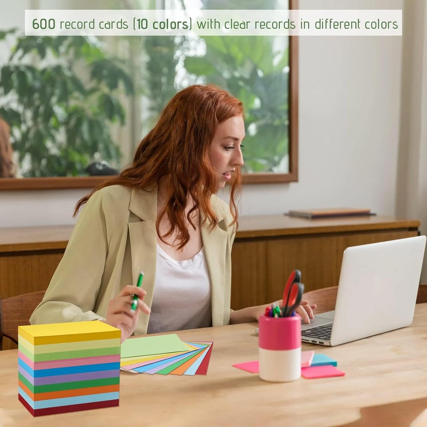 Tecmisse Colored Index Cards 3 x 5 Inch, 600 Sheets Colorful Flash Cards Thick, Blank Note Cards Flashcards for Studying School Learning and office Supplies, 10 Colors