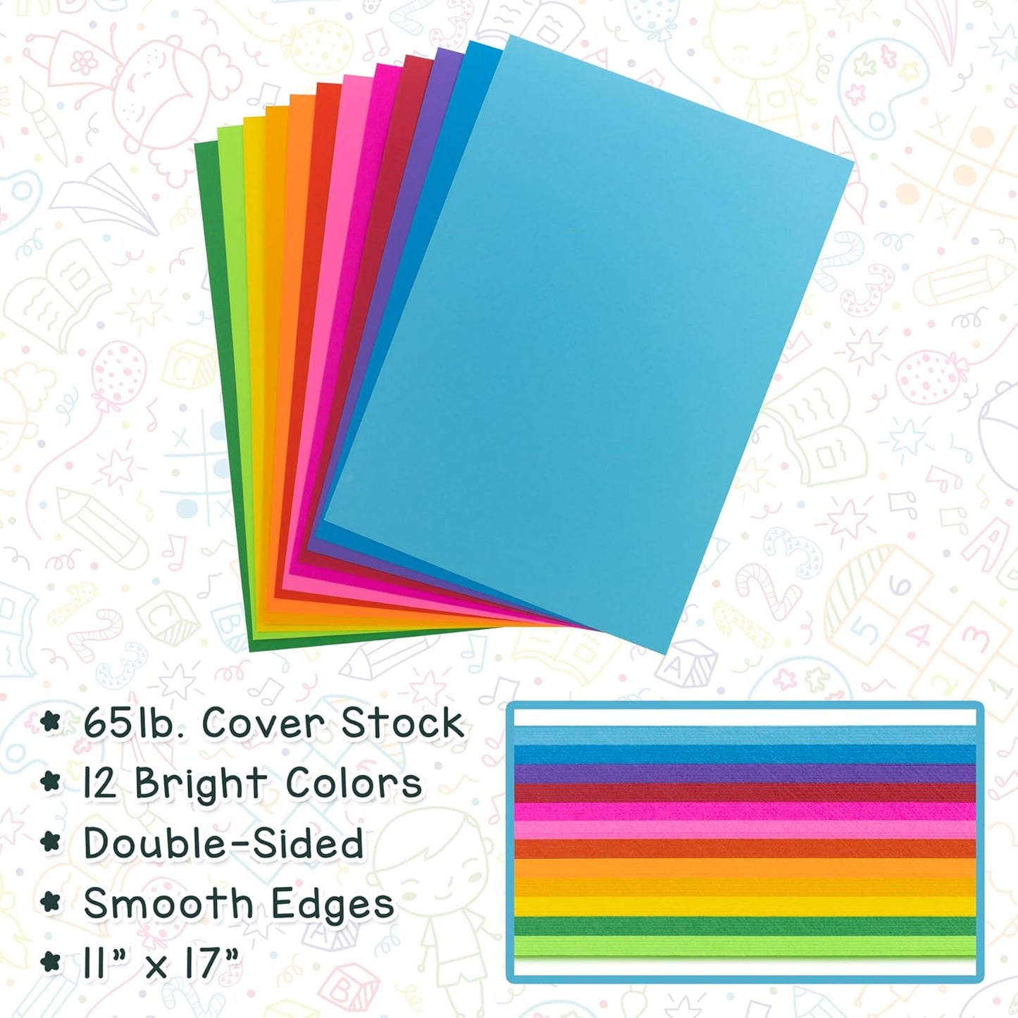Hygloss Dark Blue Bright Colored Cardstock - 11x17-Inch, 50 Sheets, 65 lb/ 176 gsm, Fade-Resistant, Acid-Free Color Card Stock Paper