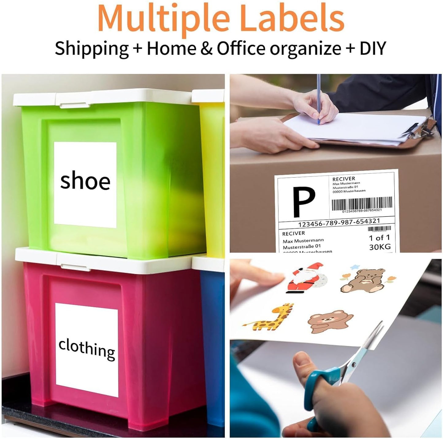 8.5" x 11" Sticker Paper for Inkjet Printers - 3000 Sheets Full Sheet Shipping Labels Printable Full Page Labels 8.5×11 White Sticker Paper for Laser Printing - Matte